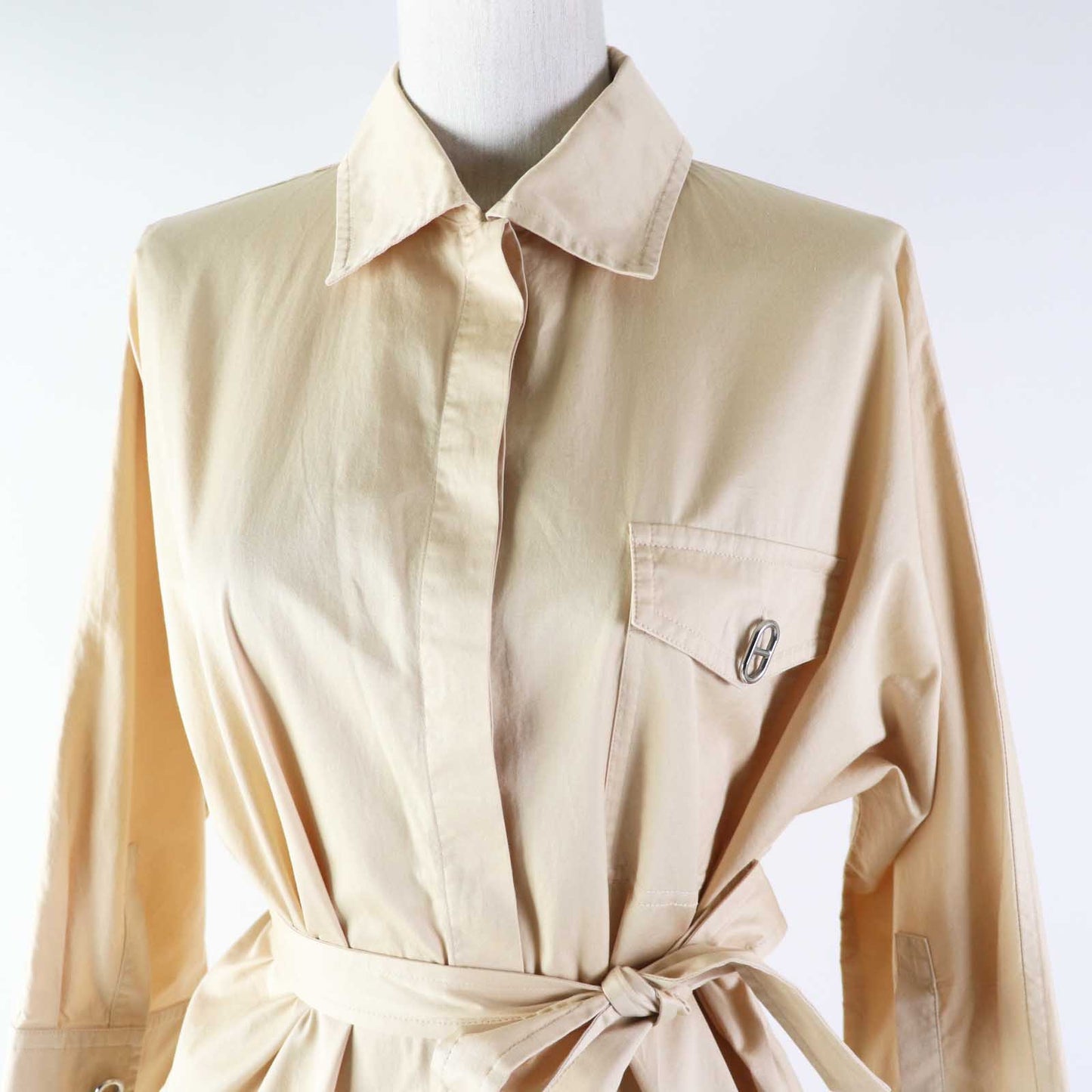 HERMES one piece 3E0548DX silk beige 34