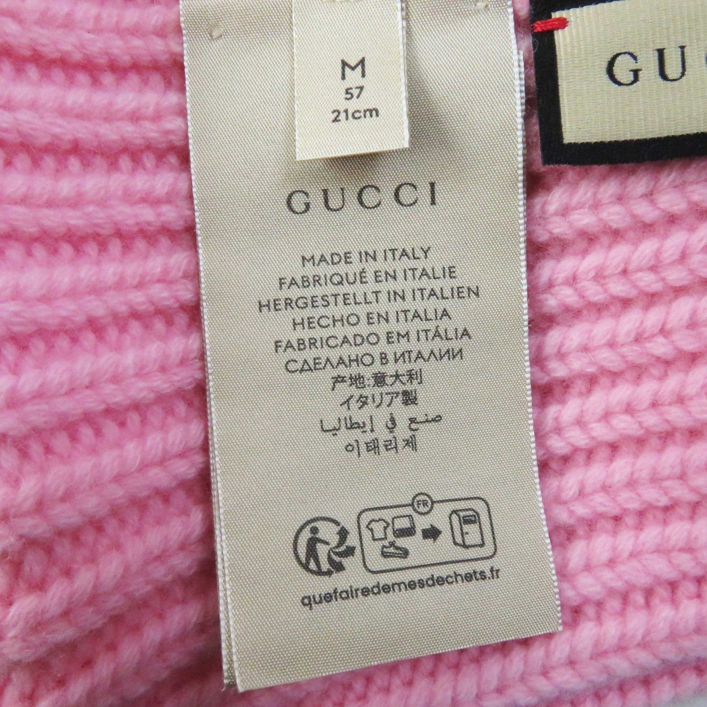 GUCCI Knit cap 764594 wool pink M 57 21cm