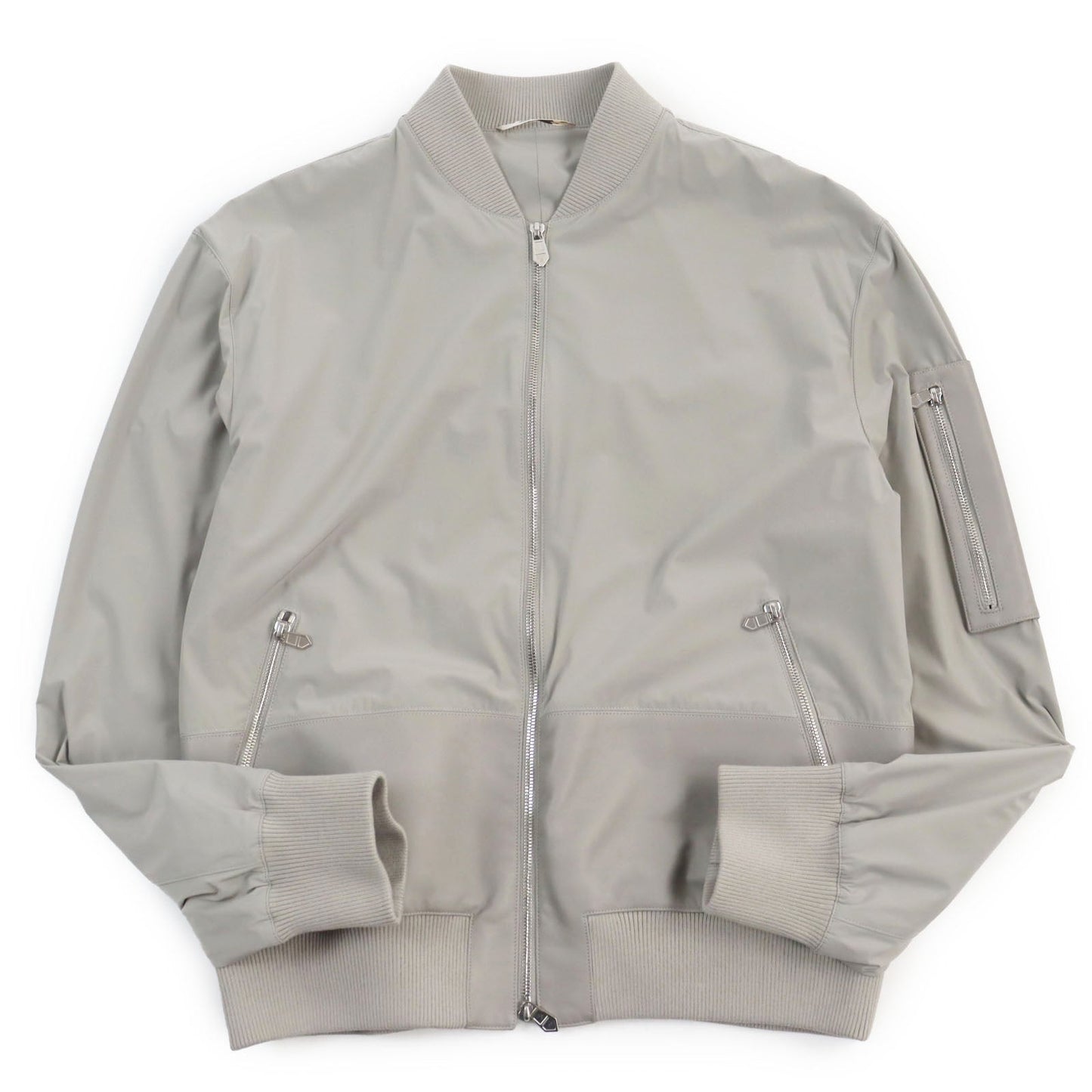 HERMES Jacket Main: 80% nylon, Main: 20% polyurethane, Part: Lamb leather, Part: 81% cotton, 16% nylon, 3% polyurethane gray mens 50 Used