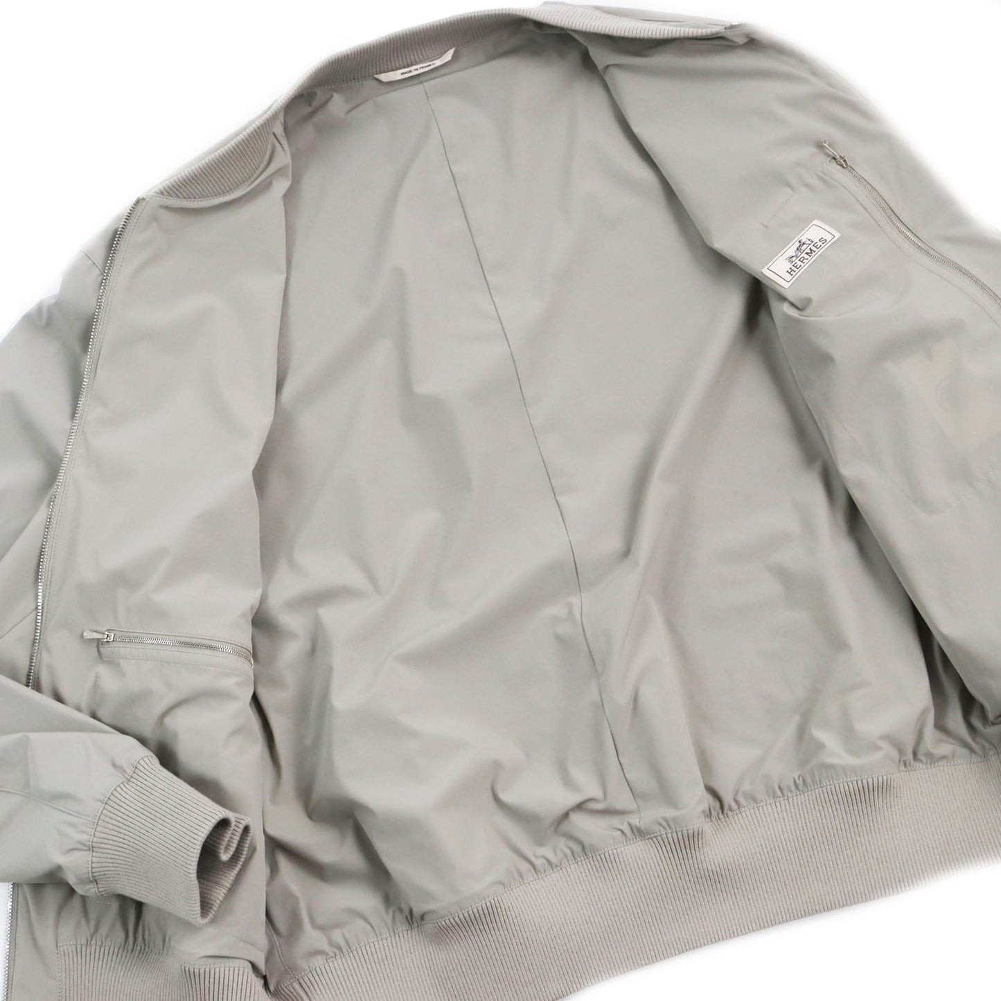HERMES Jacket Main: 80% nylon, Main: 20% polyurethane, Part: Lamb leather, Part: 81% cotton, 16% nylon, 3% polyurethane gray mens 50 Used