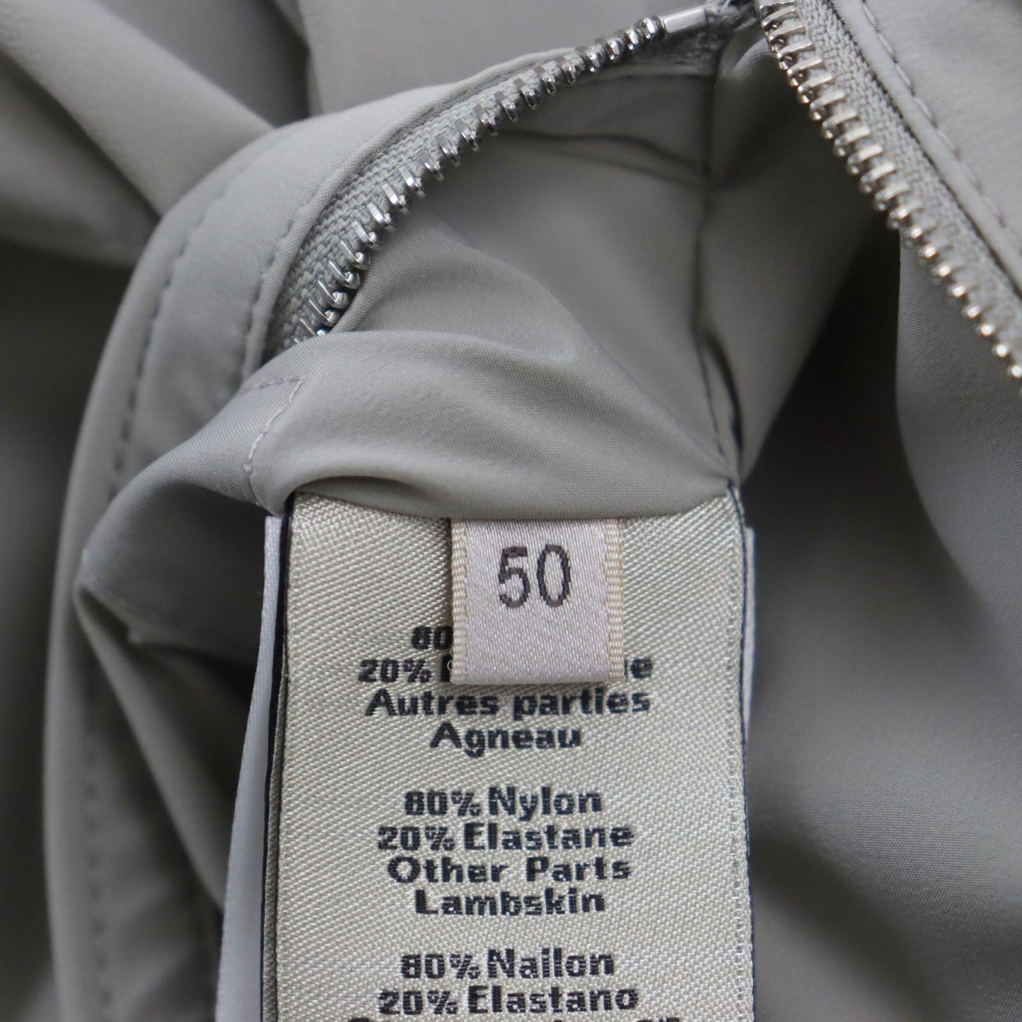 HERMES Jacket Main: 80% nylon, Main: 20% polyurethane, Part: Lamb leather, Part: 81% cotton, 16% nylon, 3% polyurethane gray mens 50 Used