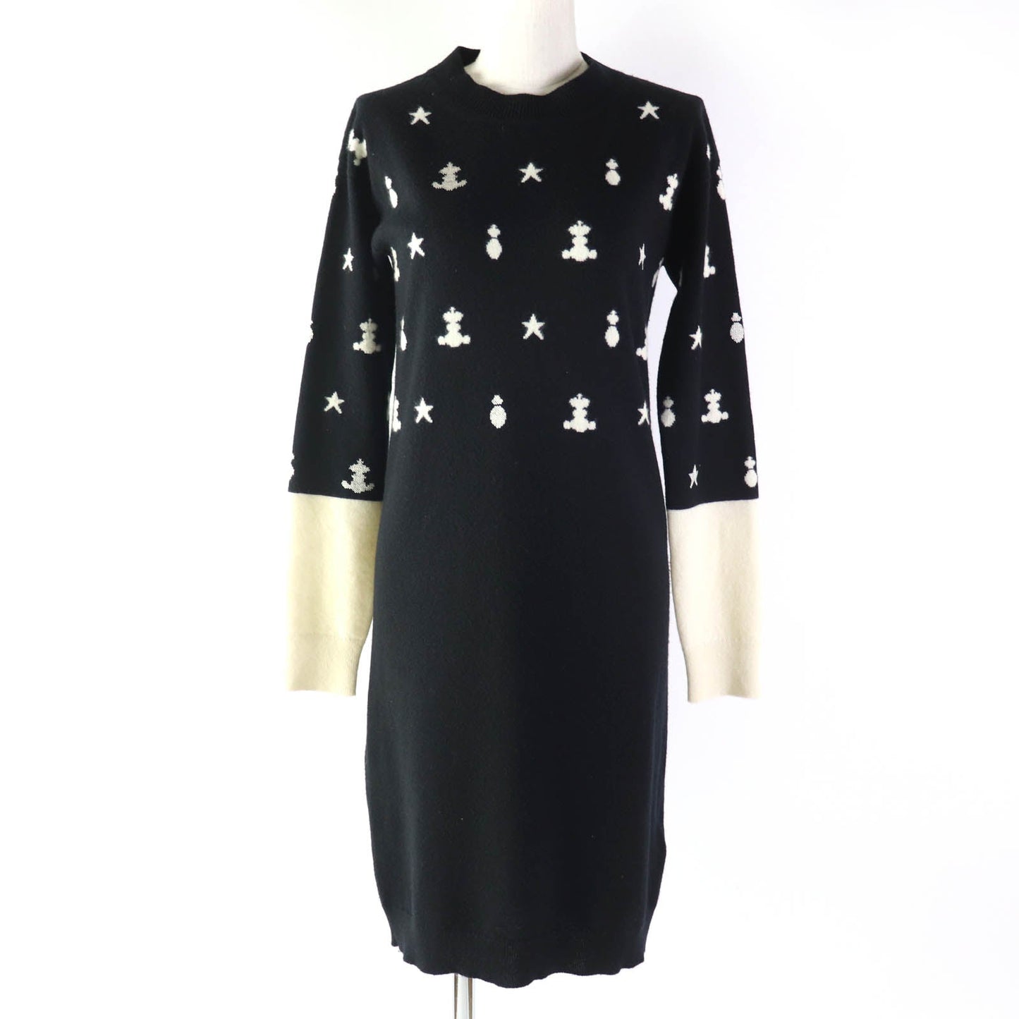 HERMES one piece cashmere Black Ivory Poste et Cavalerie Sabre Bag 34