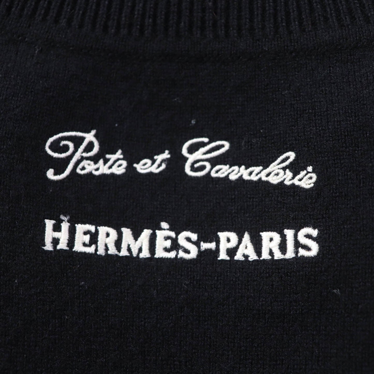HERMES one piece cashmere Black Ivory Poste et Cavalerie Sabre Bag 34