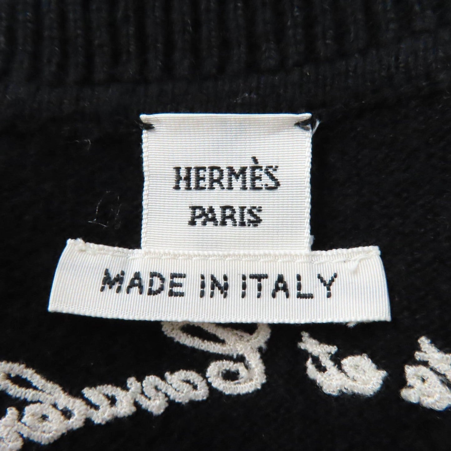 HERMES one piece cashmere Black Ivory Poste et Cavalerie Sabre Bag 34