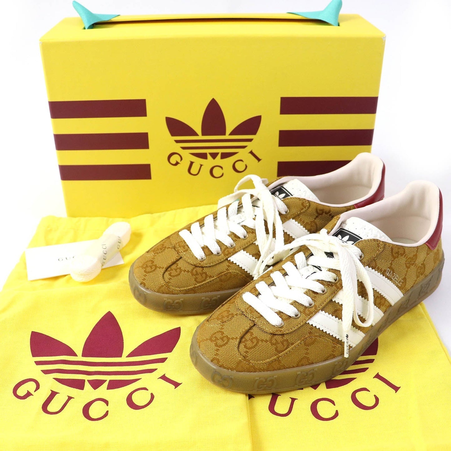 GUCCI Low cut sneakers 707868 HQ7086 GG canvas Beige brown Gazelle