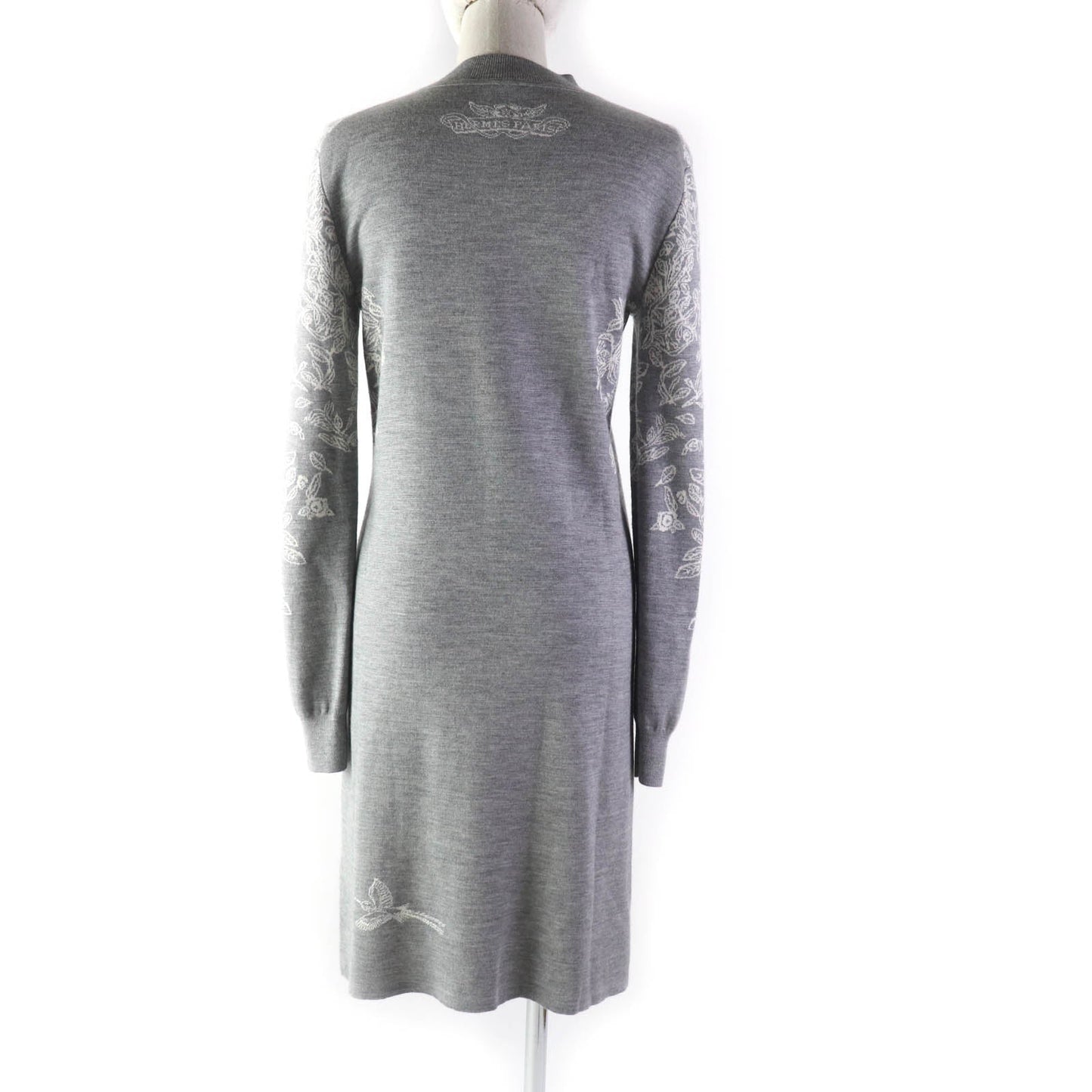 HERMES one piece cashmere Gray white 36