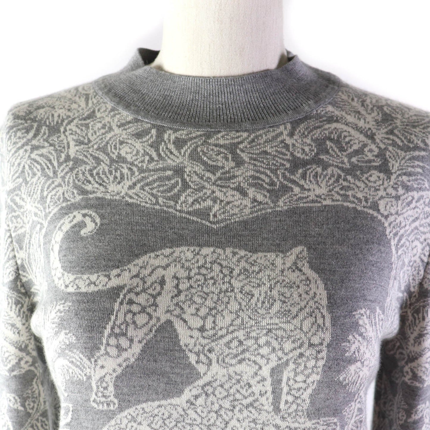 HERMES one piece cashmere Gray white 36
