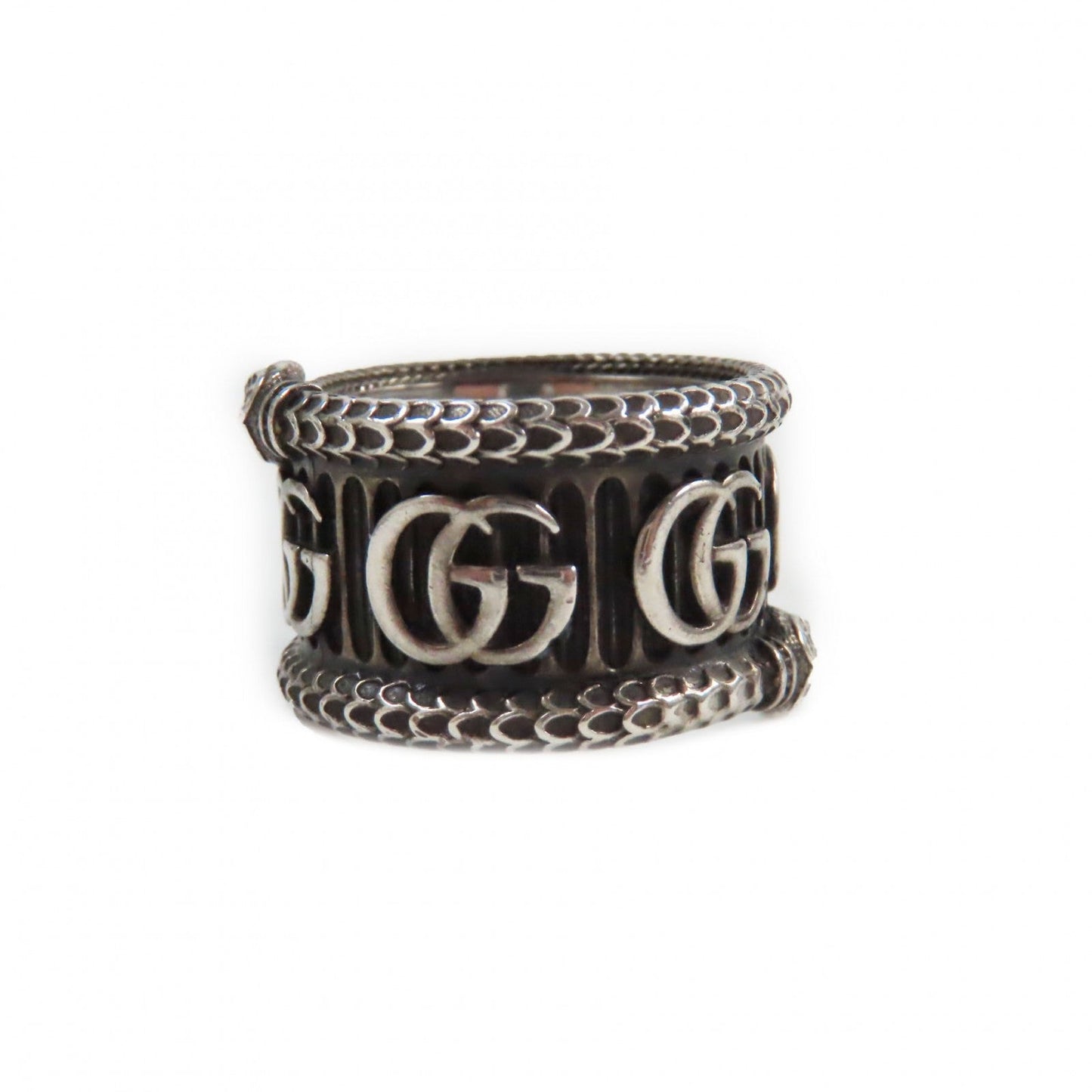 GUCCI Ring 577201 AG925 Black Silver Design ring Double G Snake