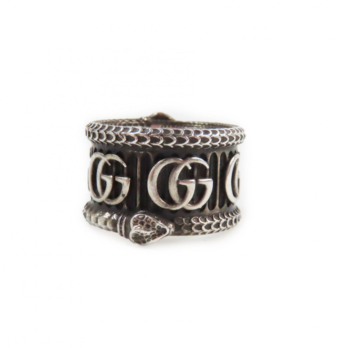 GUCCI Ring 577201 AG925 Black Silver Design ring Double G Snake