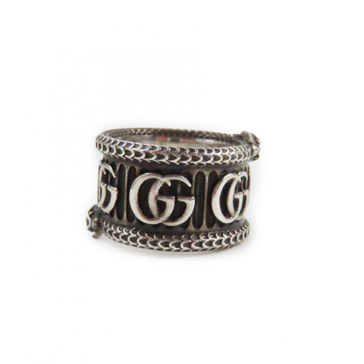 GUCCI Ring 577201 AG925 Black Silver Design ring Double G Snake