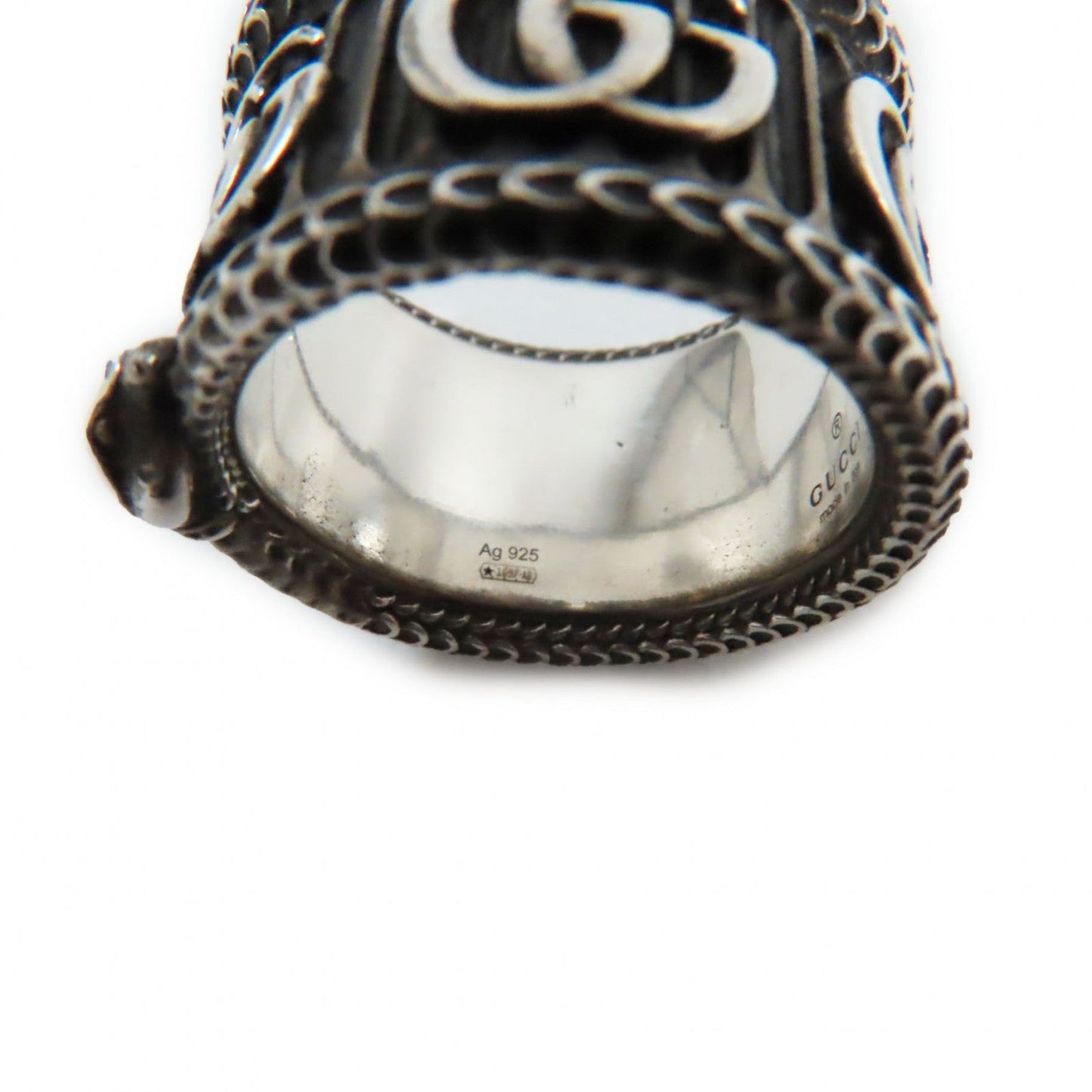 GUCCI Ring 577201 AG925 Black Silver Design ring Double G Snake