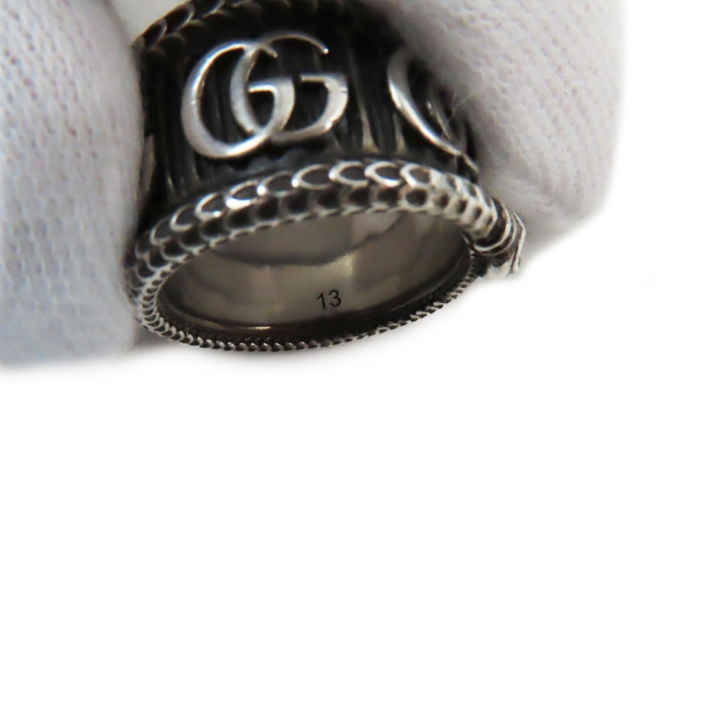 GUCCI Ring 577201 AG925 Black Silver Design ring Double G Snake