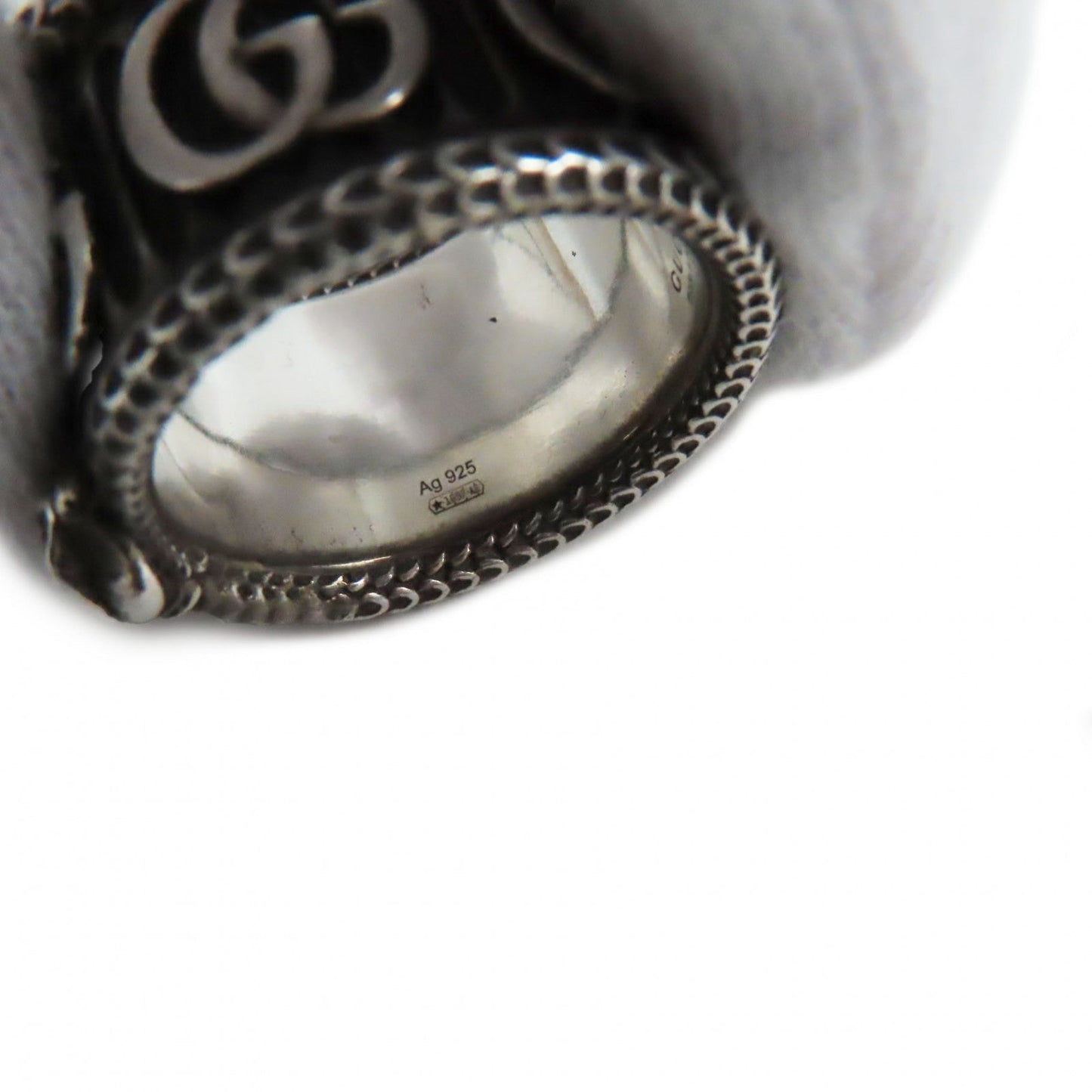 GUCCI Ring 577201 AG925 Black Silver Design ring Double G Snake