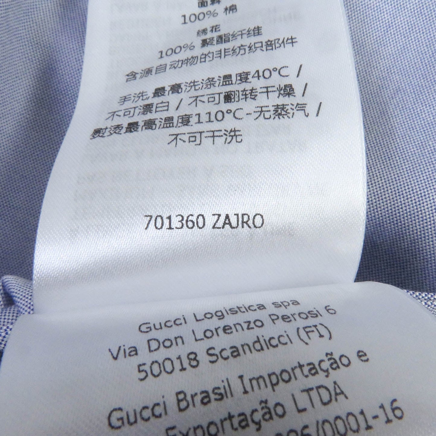 GUCCI Short sleeve shirt 701360 cotton Light blue 50