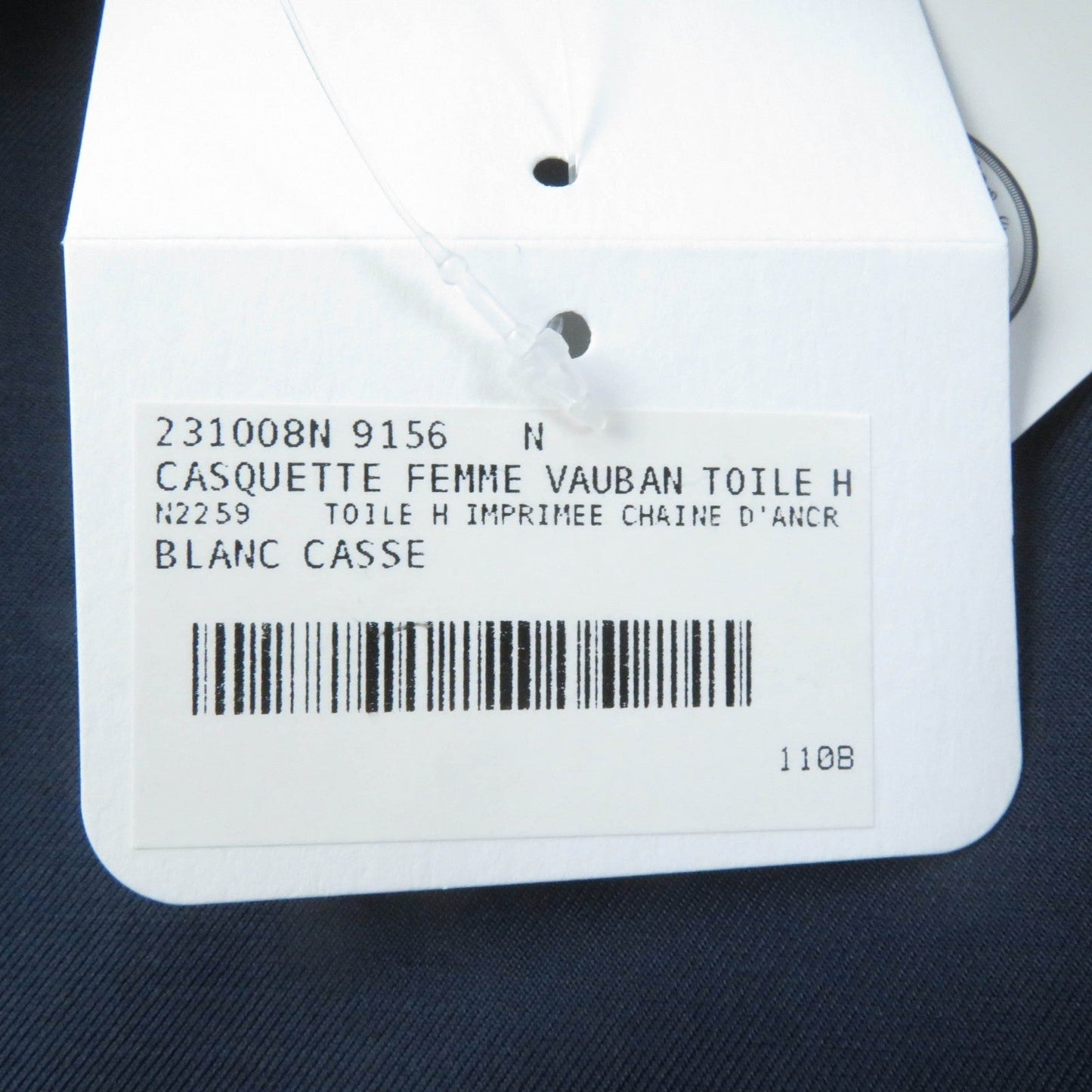 HERMES Casquette cotton White navy Vauban 56