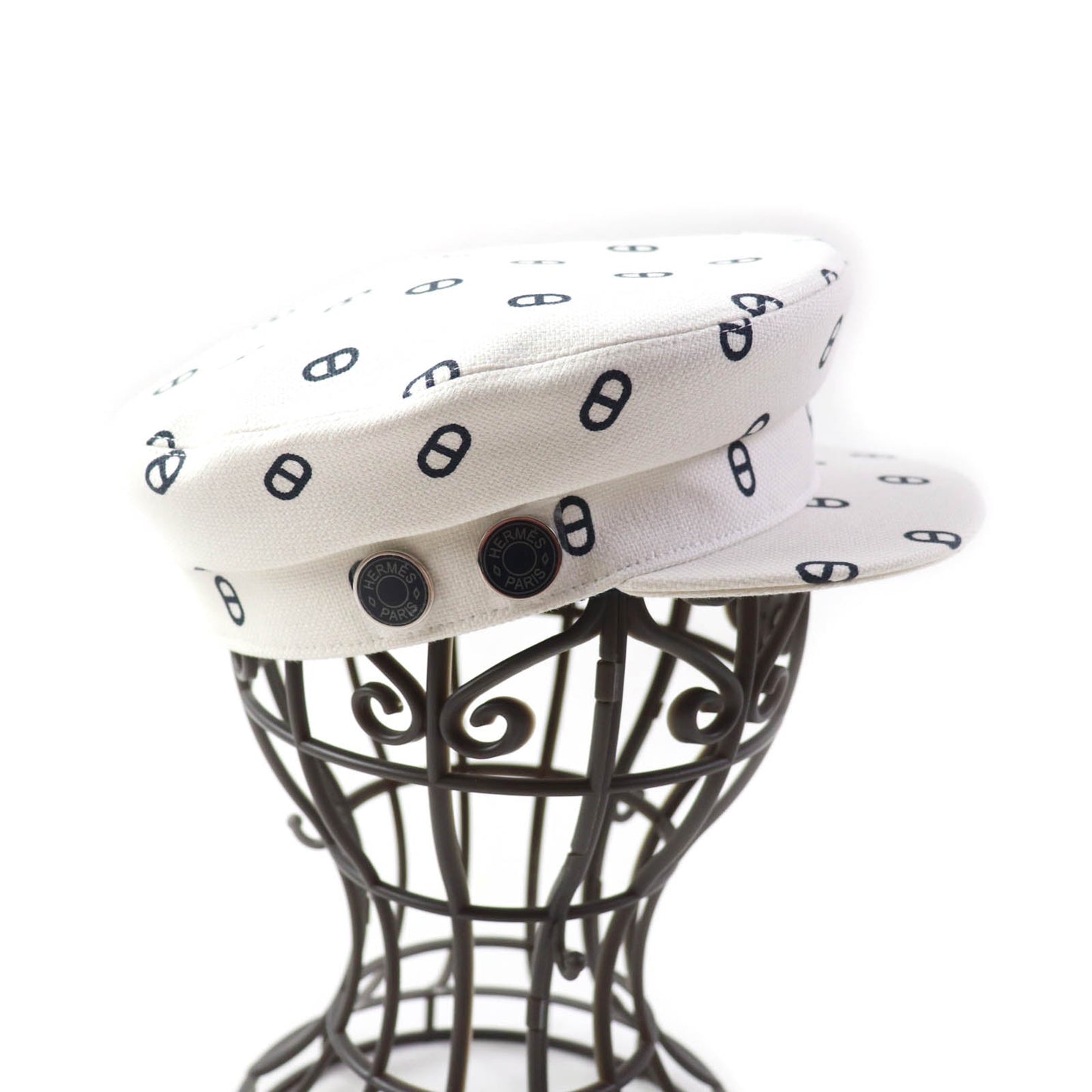 HERMES Casquette cotton White navy Vauban 56