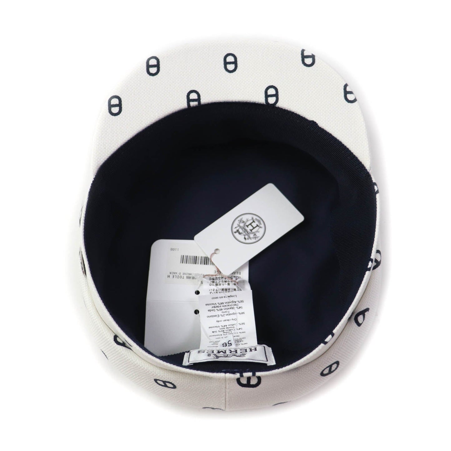 HERMES Casquette cotton White navy Vauban 56