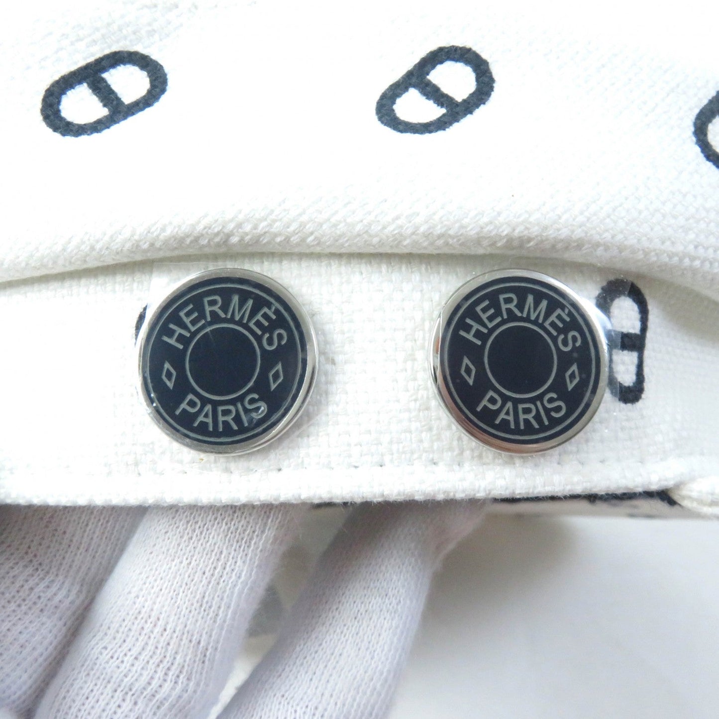HERMES Casquette cotton White navy Vauban 56