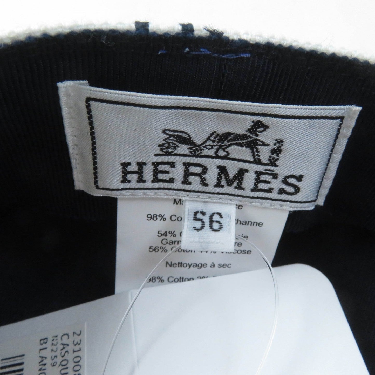 HERMES Casquette cotton White navy Vauban 56