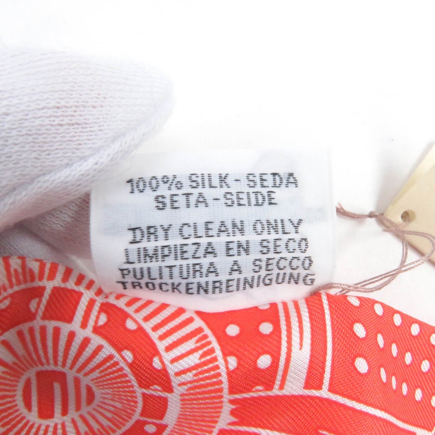 HERMES scarf H062978S silk Vermilion/Gris Perle/White Twilly