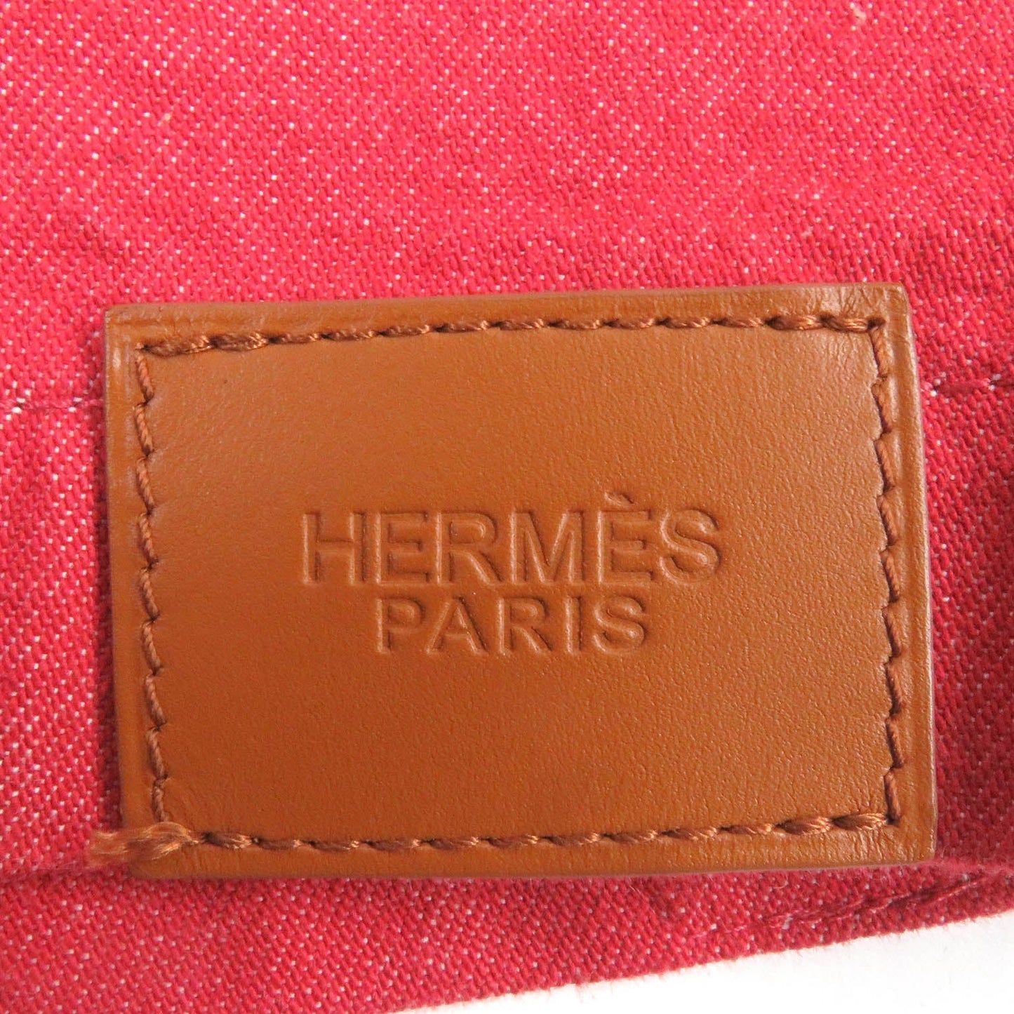 HERMES Denim Jacket Outer: 98% cotton, Outer: 2% polyurethane, Lining: 64% cotton, Lining: 33% rayon, Lining: 3% polyurethane, Leather: Cowhide Red Women 34 Used