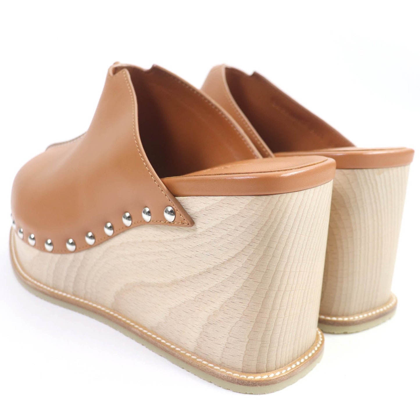 HERMES Sandals leather Brown Earth 37