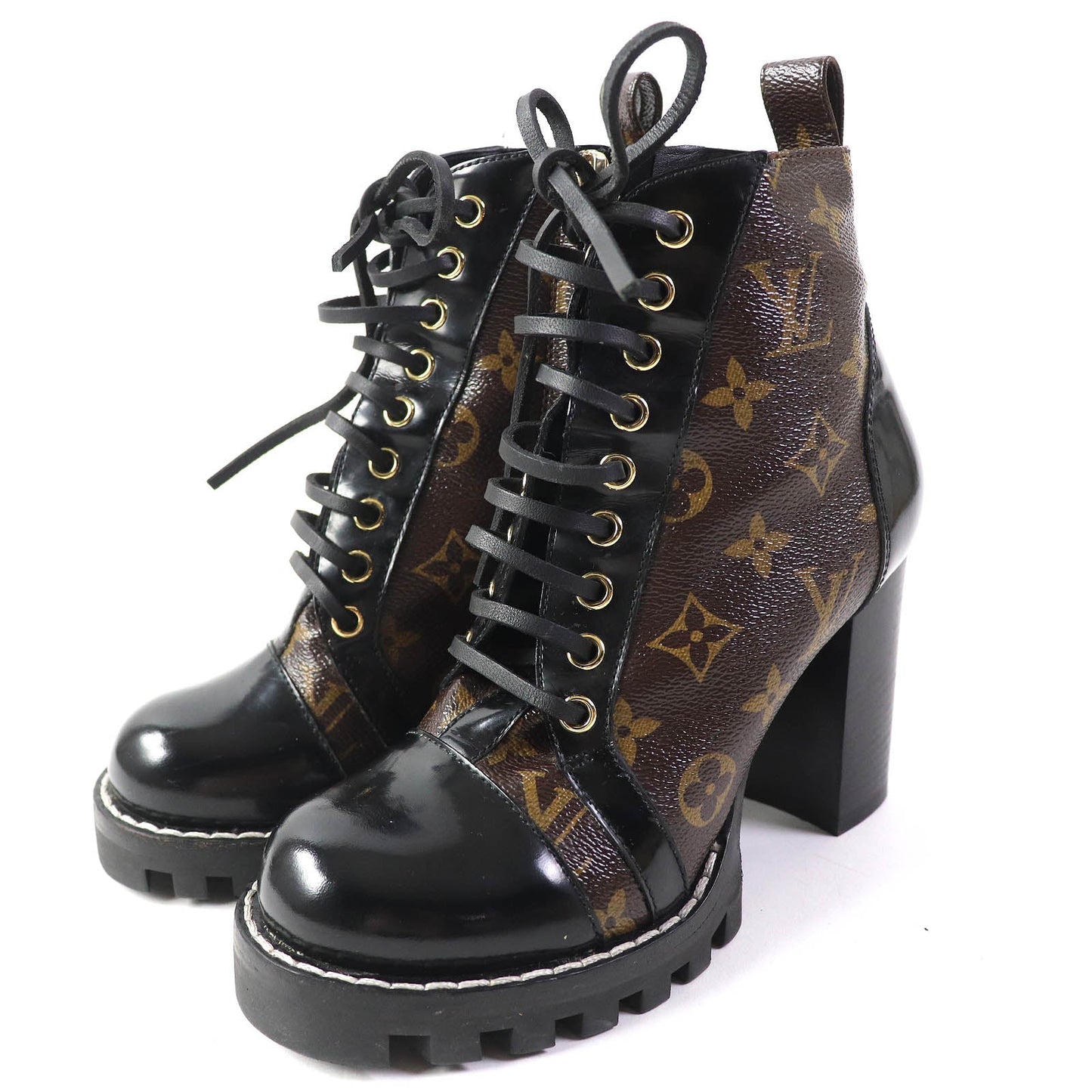 LOUIS VUITTON Ankle boots G34085 Part: Leather Black brown Star trail line Women 36 Used