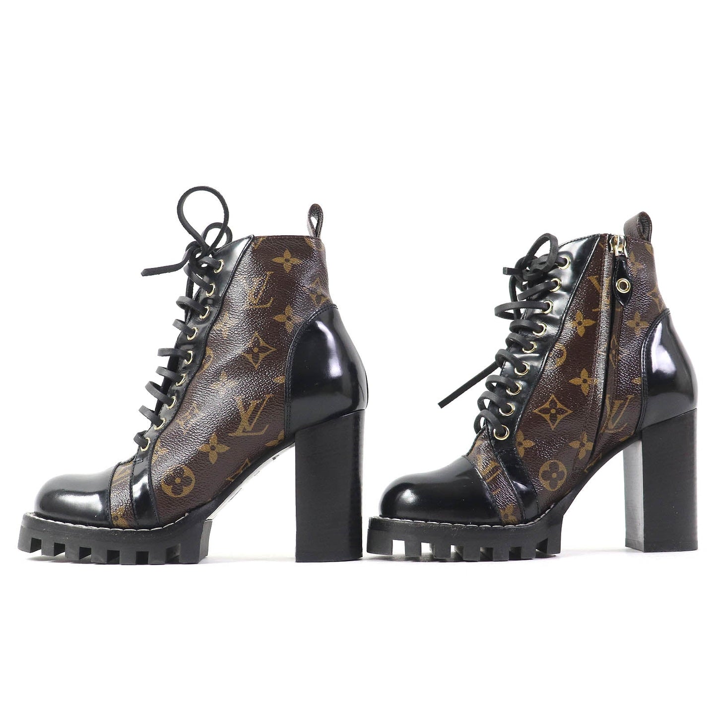 LOUIS VUITTON Ankle boots G34085 Part: Leather Black brown Star trail line Women 36 Used