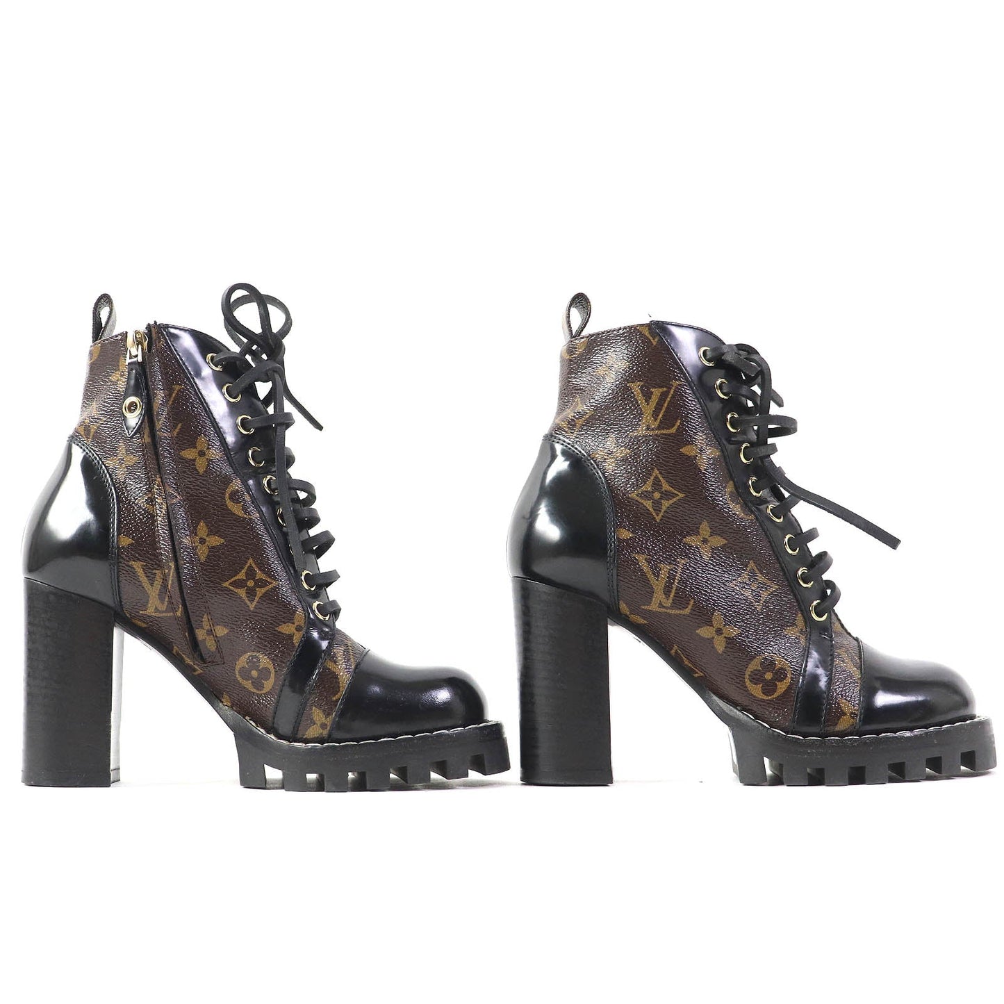 LOUIS VUITTON Ankle boots G34085 Part: Leather Black brown Star trail line Women 36 Used