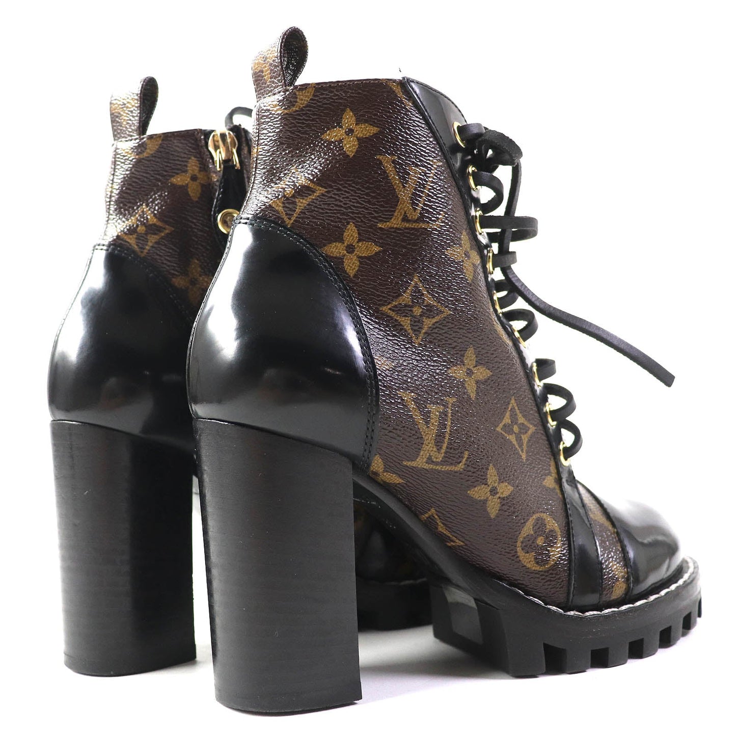LOUIS VUITTON Ankle boots G34085 Part: Leather Black brown Star trail line Women 36 Used