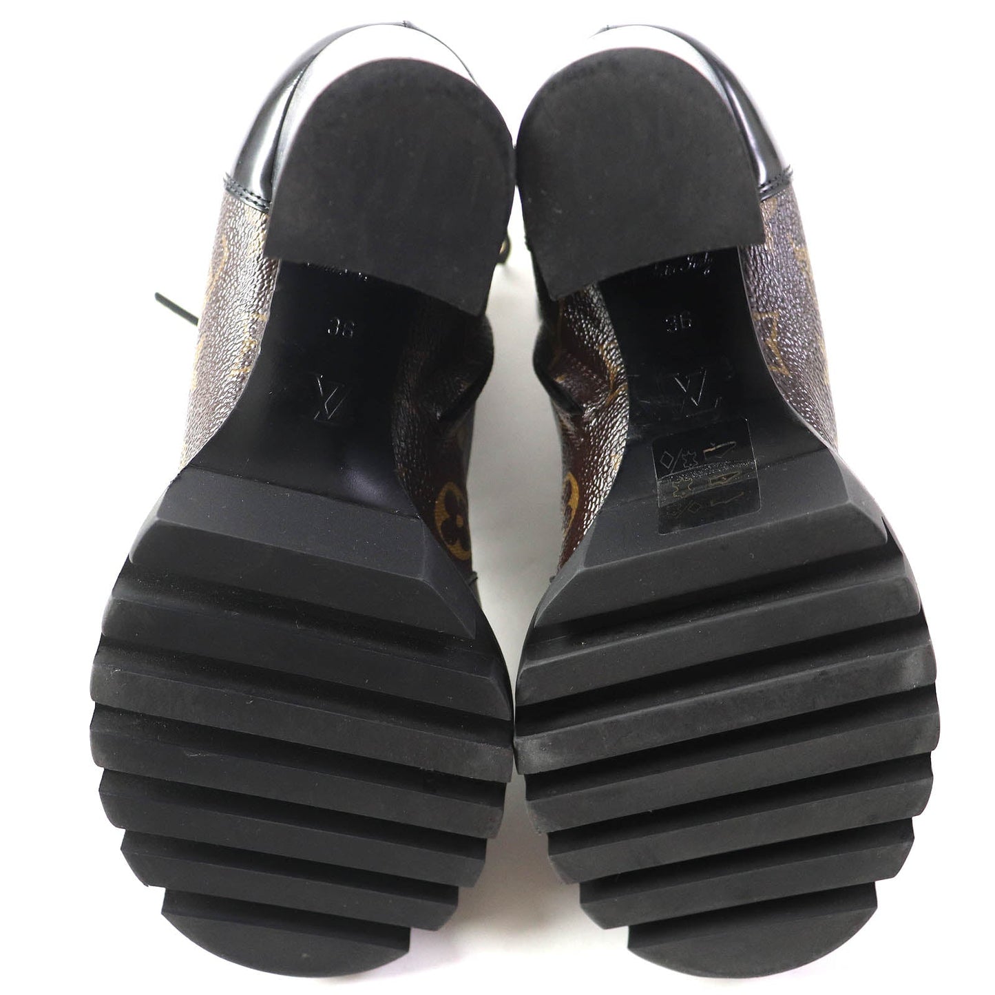 LOUIS VUITTON Ankle boots G34085 Part: Leather Black brown Star trail line Women 36 Used