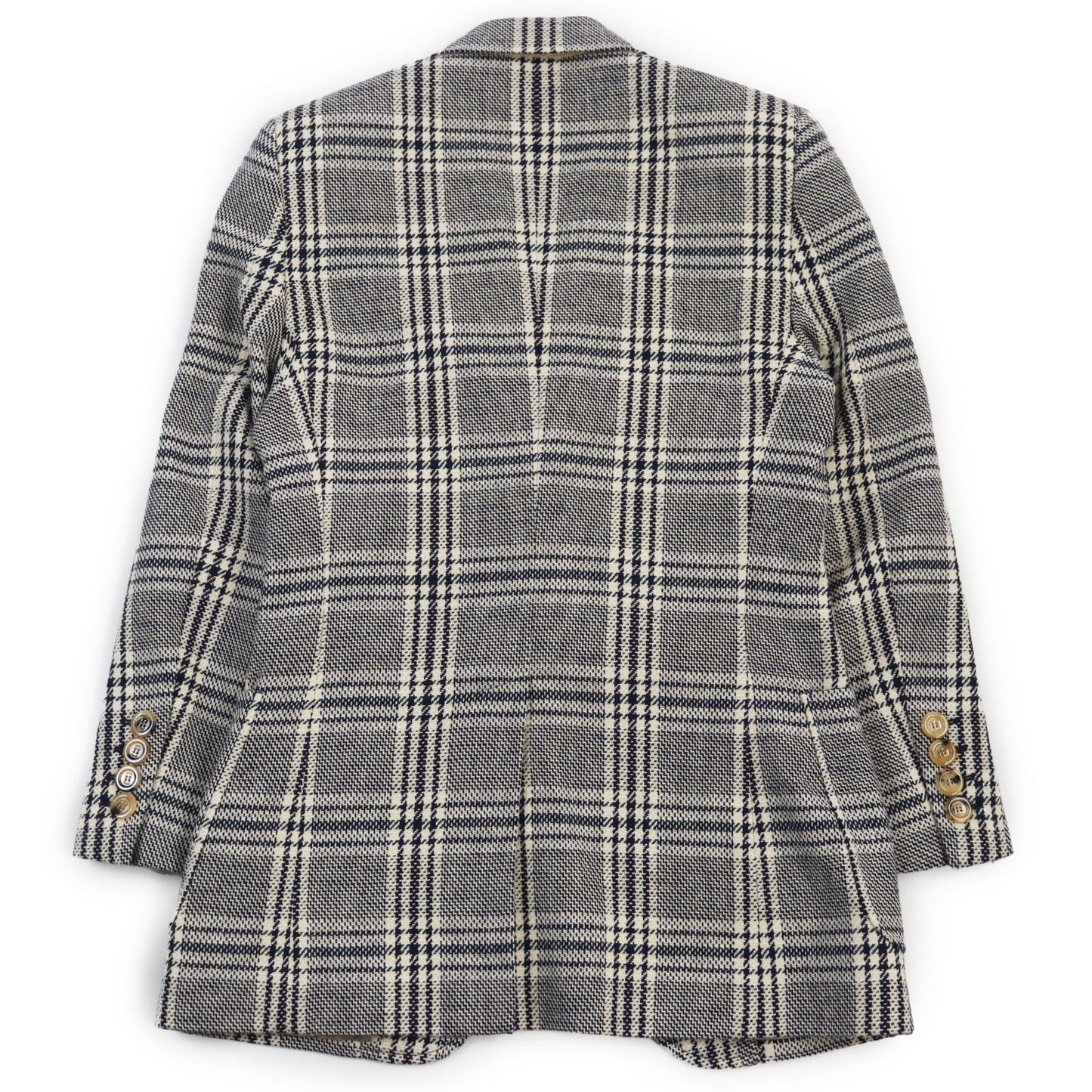 GUCCI tailored jacket 712855 Outer material: 54% wool, 33% cotton, 7% linen, 6% polyamide (nylon), 100% rayon lining, 100% cupra sleeve lining, 100% cotton pocket lining Blue Ivory HA HA HA CHECK JACKET mens 46 Used