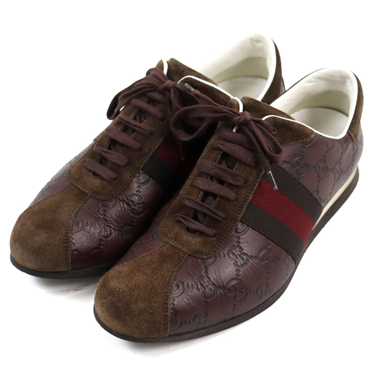 GUCCI sneakers 138169 leather Brown GG SHIMA 40