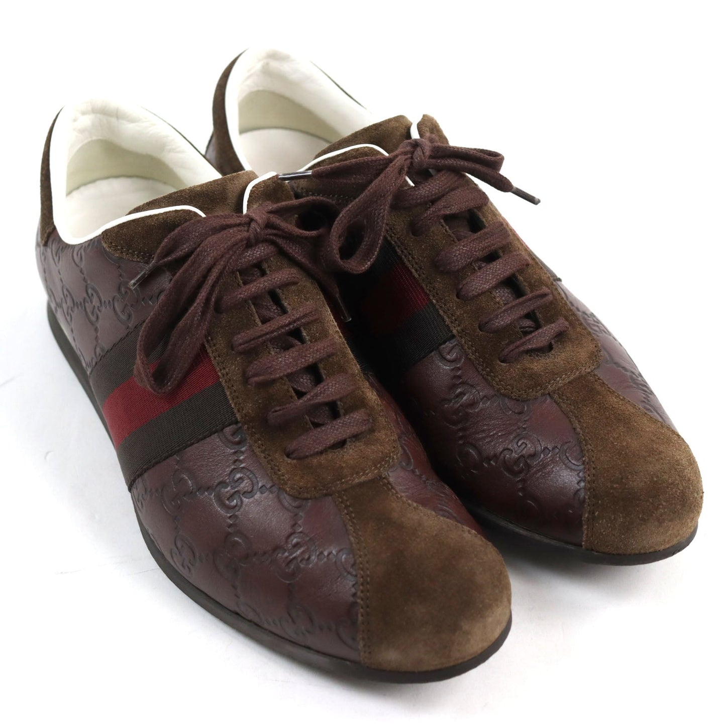 GUCCI sneakers 138169 leather Brown GG SHIMA 40