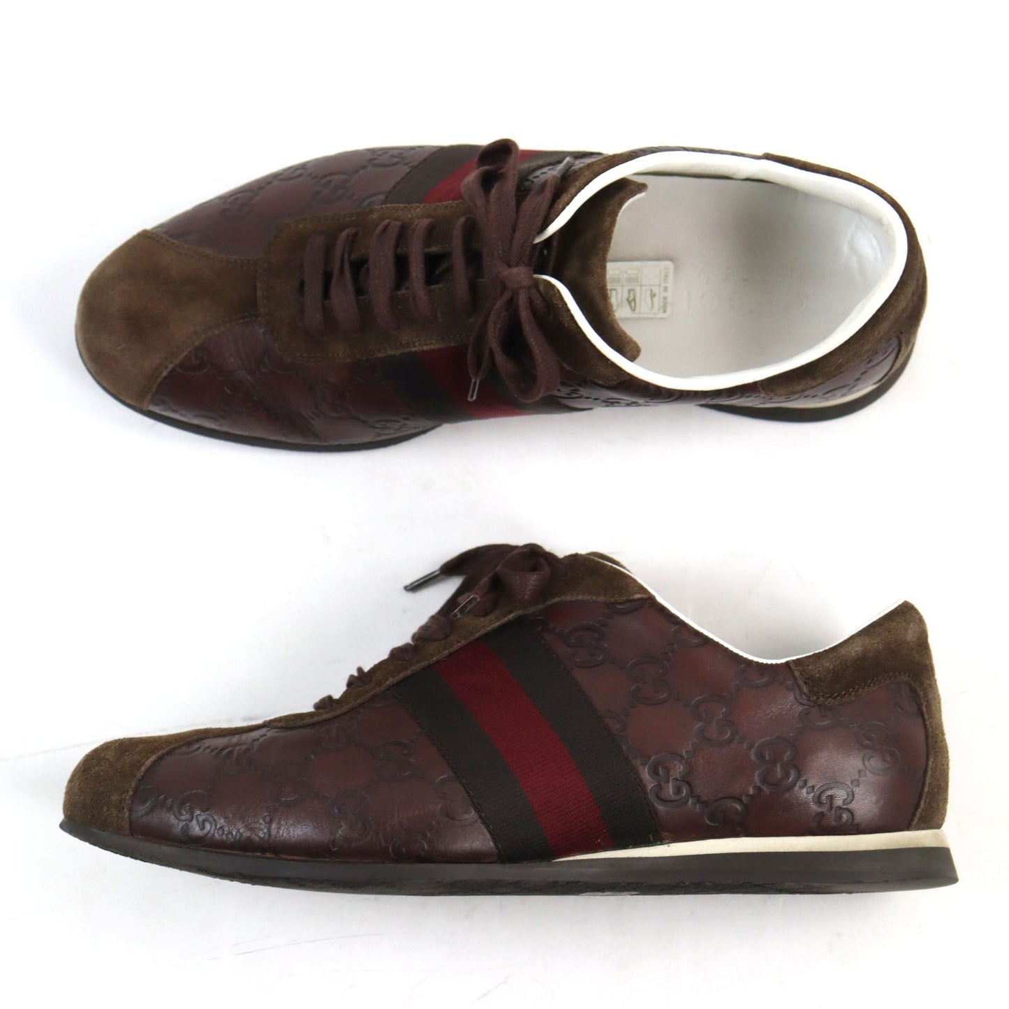 GUCCI sneakers 138169 leather Brown GG SHIMA 40