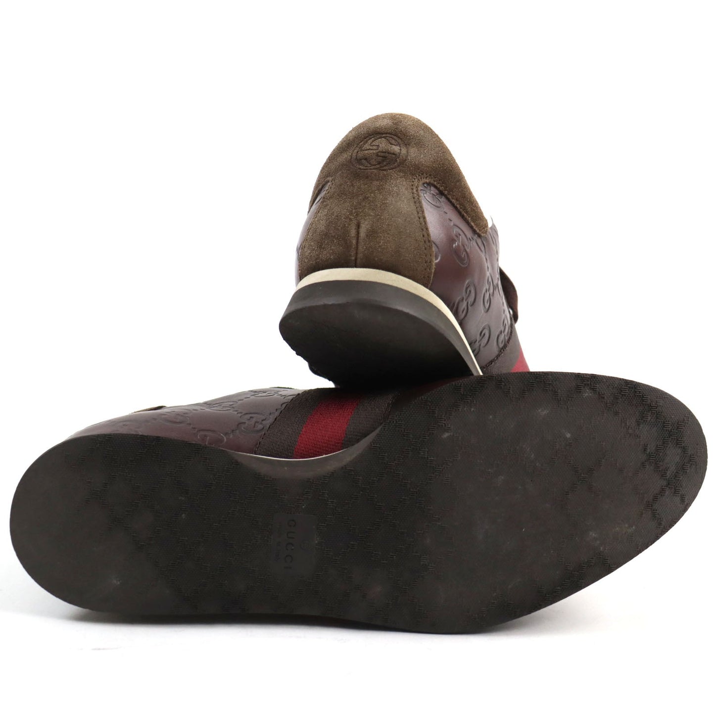 GUCCI sneakers 138169 leather Brown GG SHIMA 40