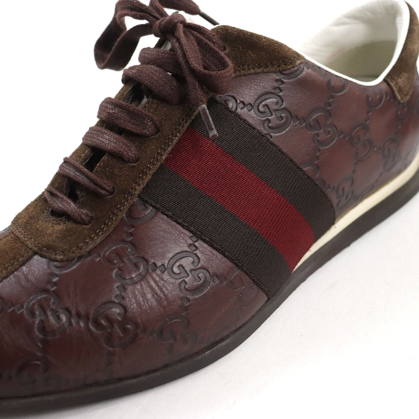 GUCCI sneakers 138169 leather Brown GG SHIMA 40