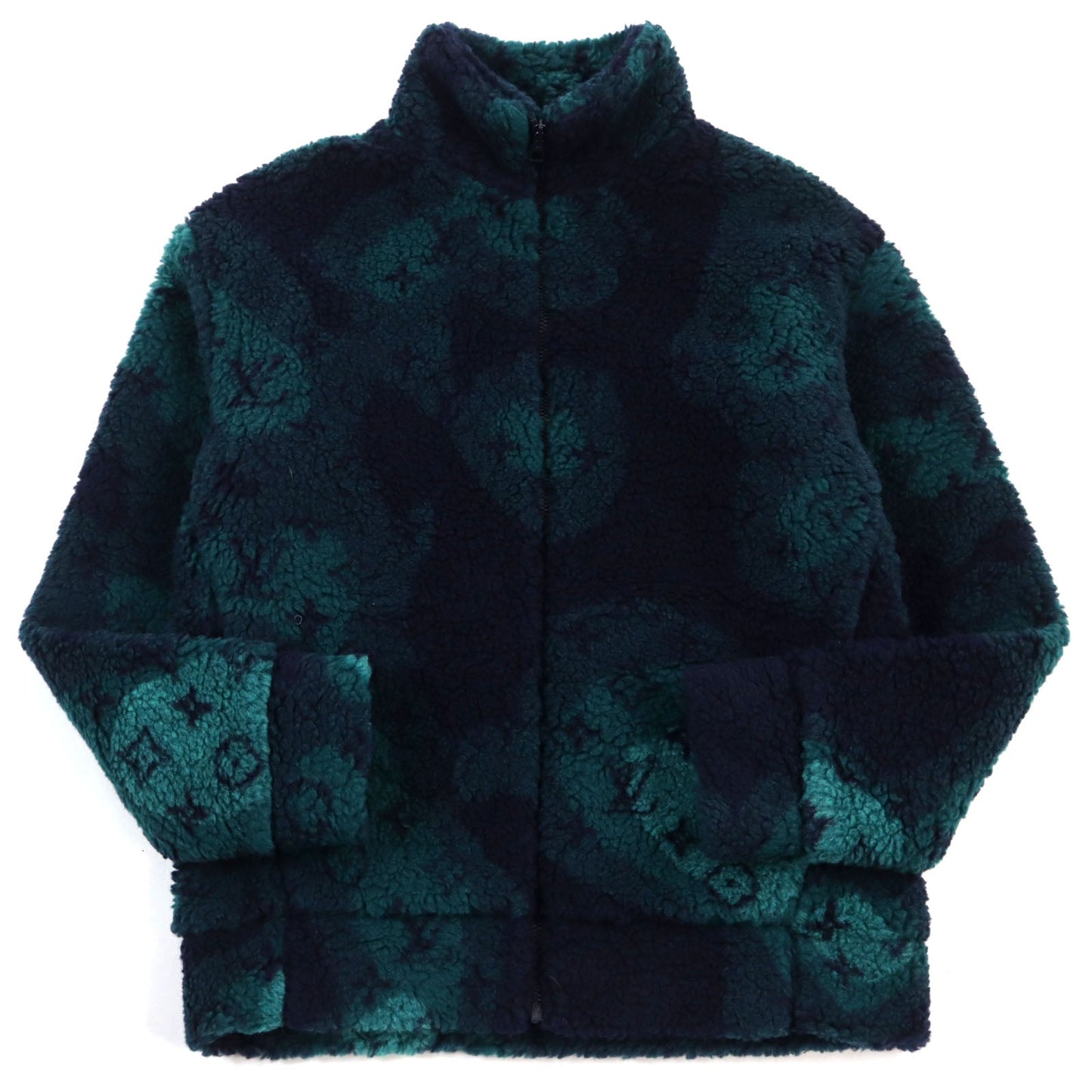LOUIS VUITTON Blouson HOY15W Outer: 86% polyester, Outer: 14% wool, Lining: 100% cotton Green Navy Camouflage Pattern mens M Used