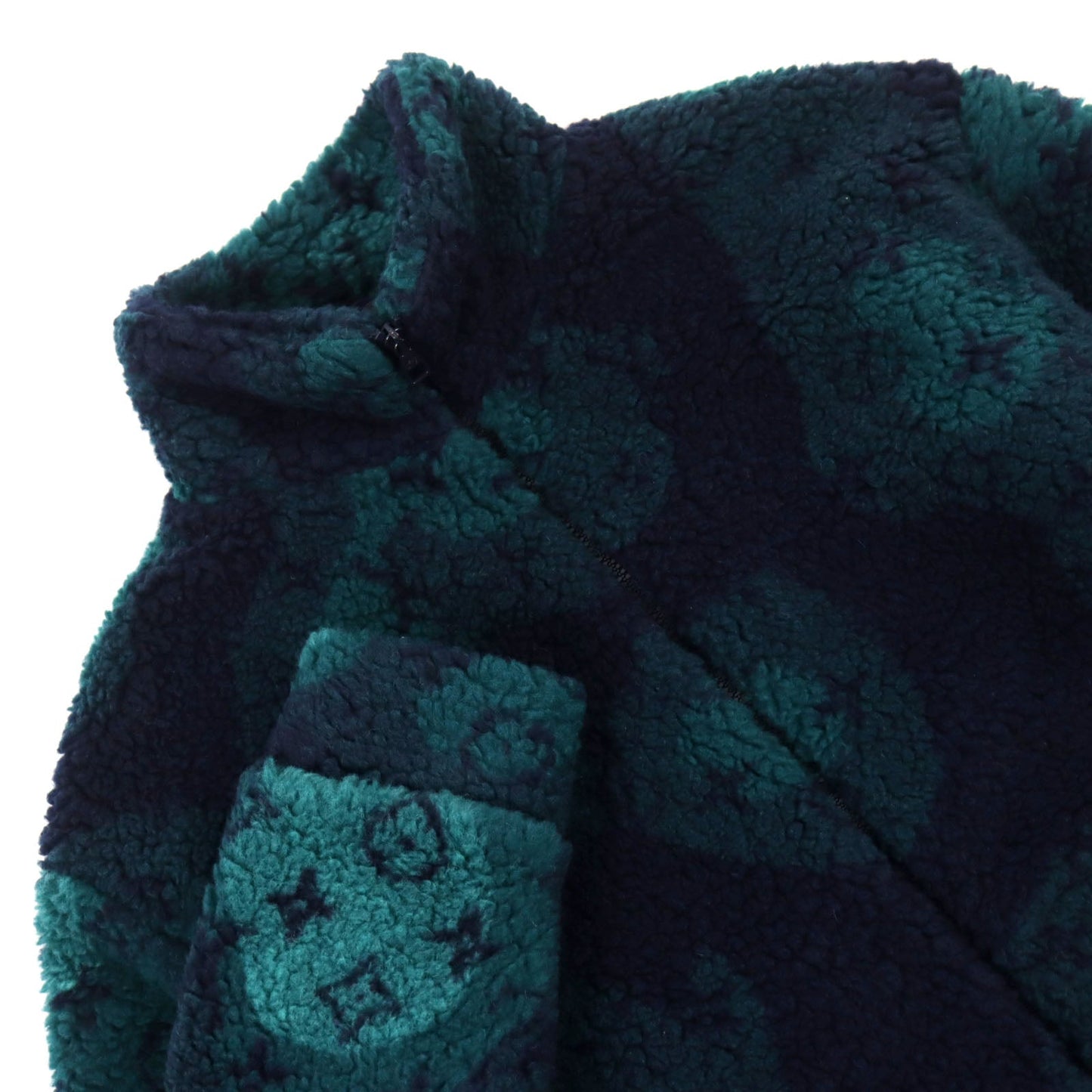 LOUIS VUITTON Blouson HOY15W Outer: 86% polyester, Outer: 14% wool, Lining: 100% cotton Green Navy Camouflage Pattern mens M Used