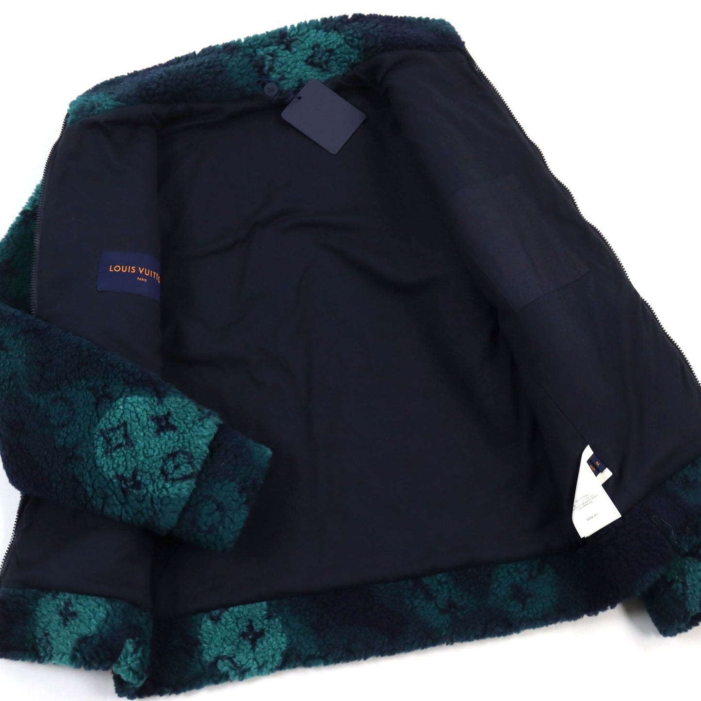 LOUIS VUITTON Blouson HOY15W Outer: 86% polyester, Outer: 14% wool, Lining: 100% cotton Green Navy Camouflage Pattern mens M Used
