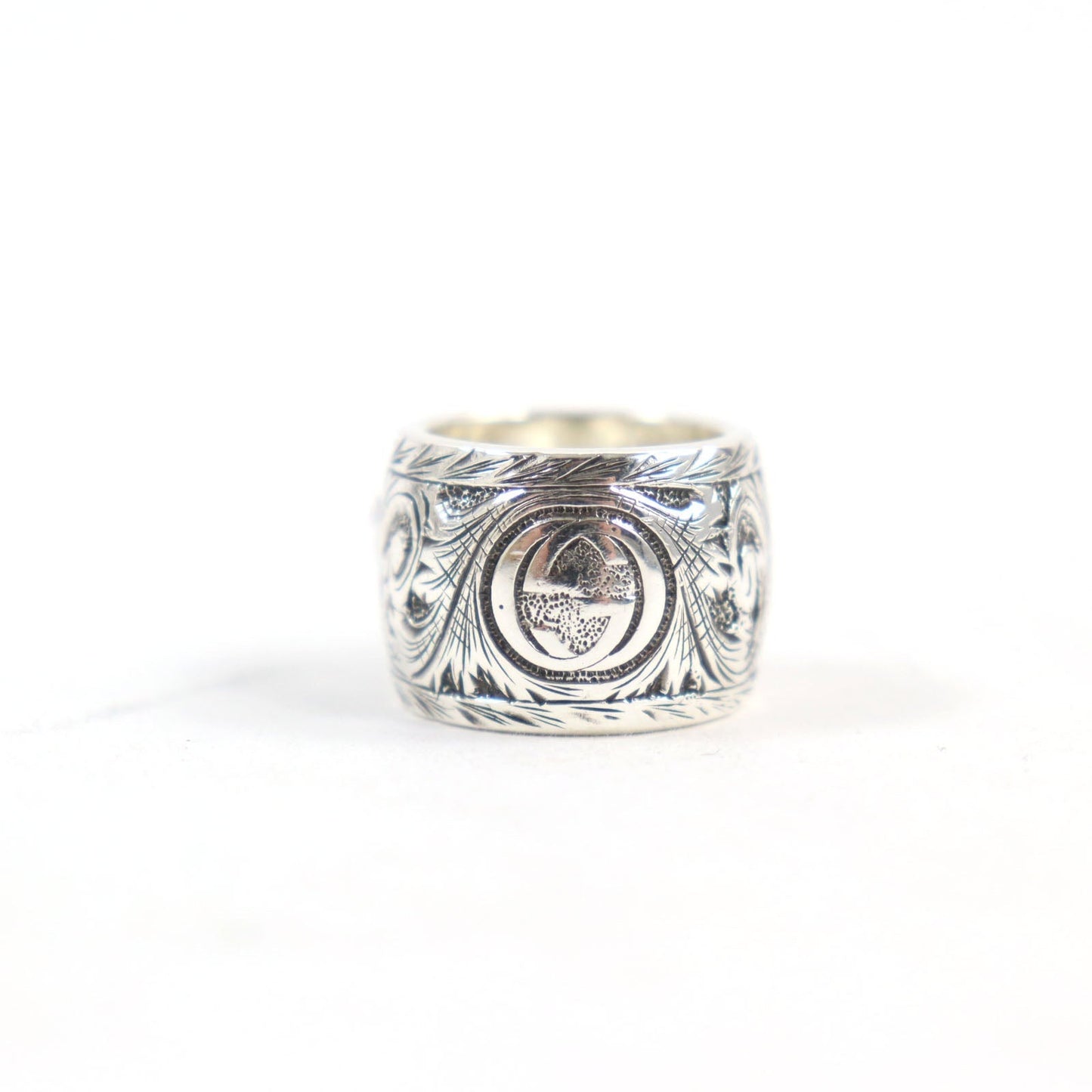 GUCCI Ring 461991 AG925 Silver Green Malachite Garden Cat Head