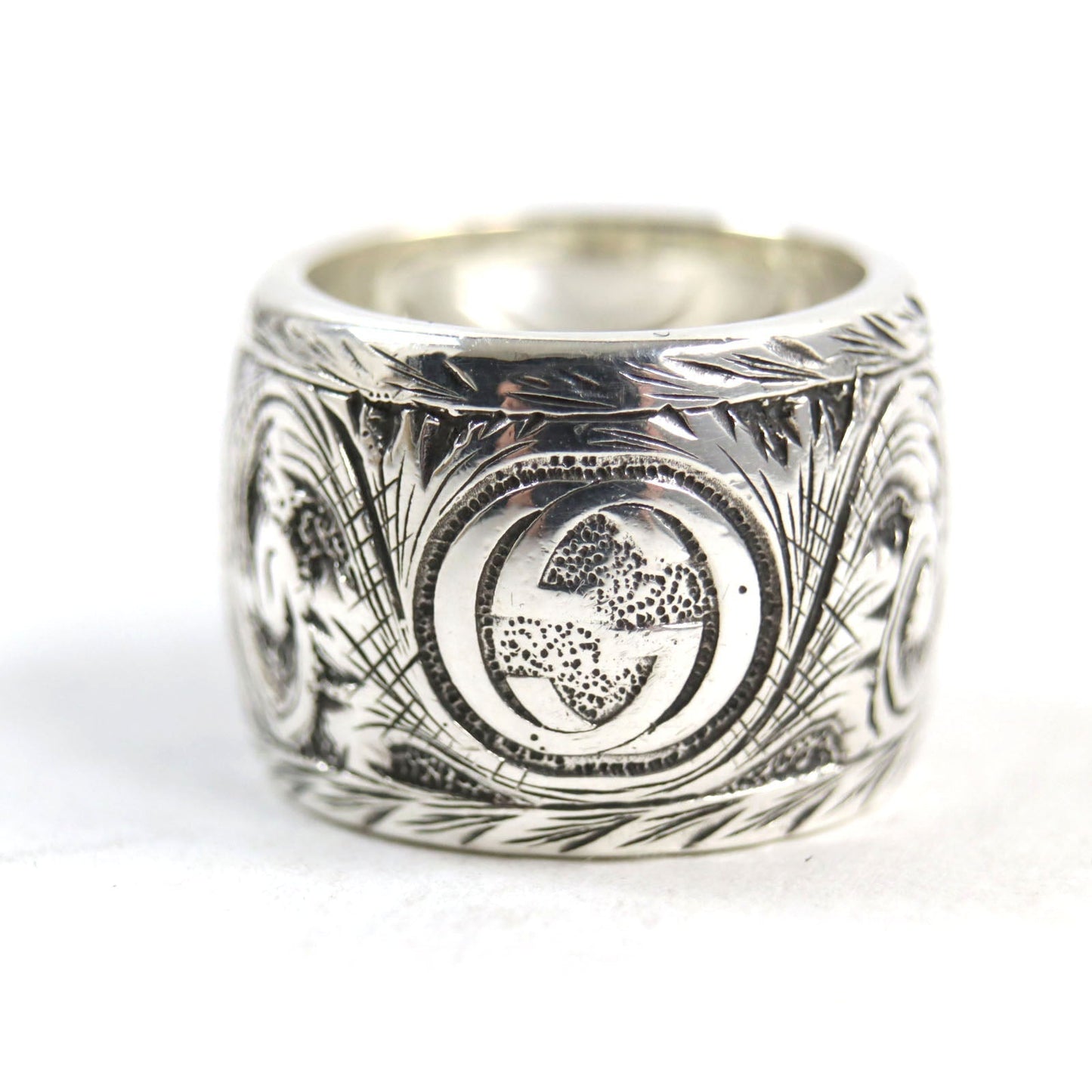GUCCI Ring 461991 AG925 Silver Green Malachite Garden Cat Head