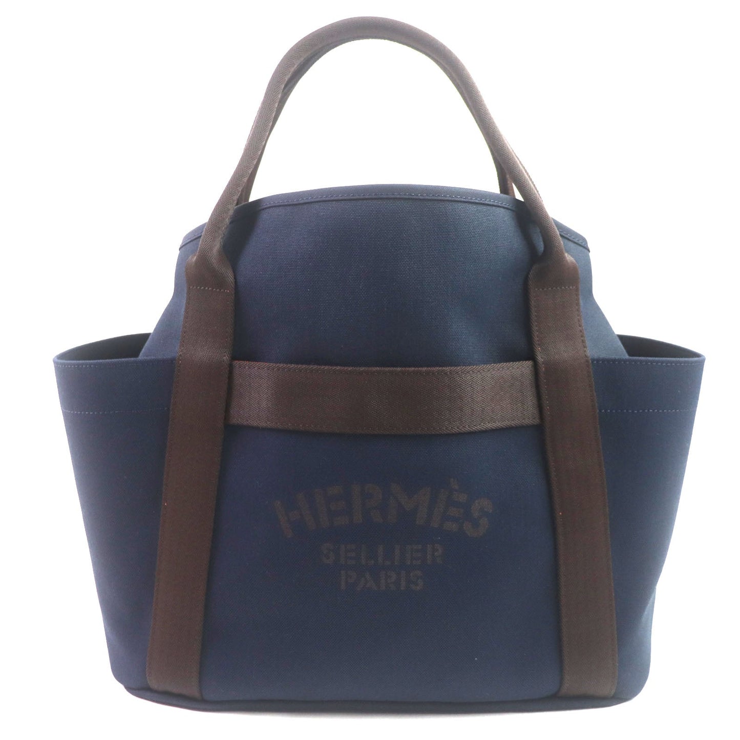 HERMES Tote Bag Main: 62% polyamide, 26% cotton, 12% polyurethane BLUE NAVY/FEU Sucked Pansage Groom mens Used