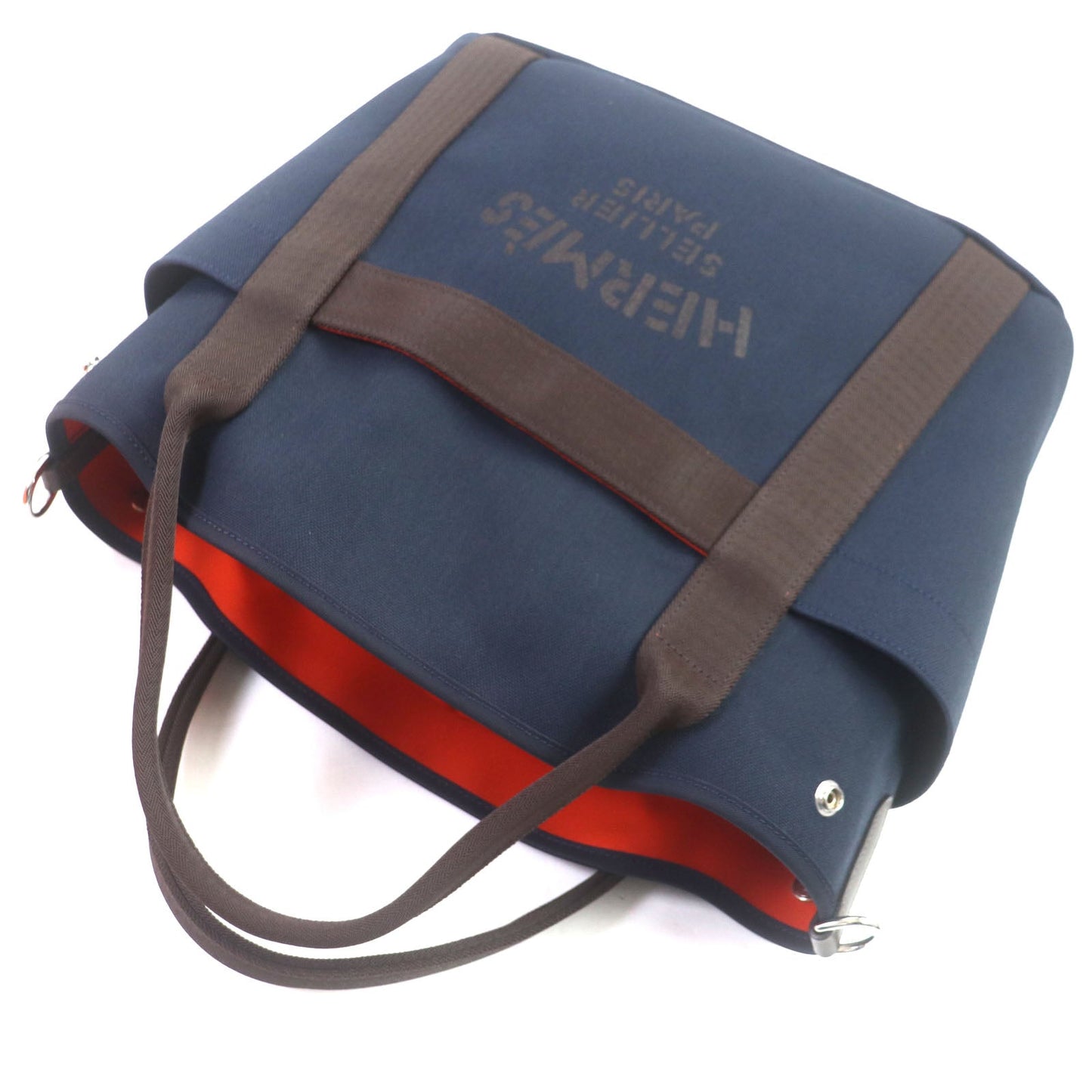 HERMES Tote Bag Main: 62% polyamide, 26% cotton, 12% polyurethane BLUE NAVY/FEU Sucked Pansage Groom mens Used