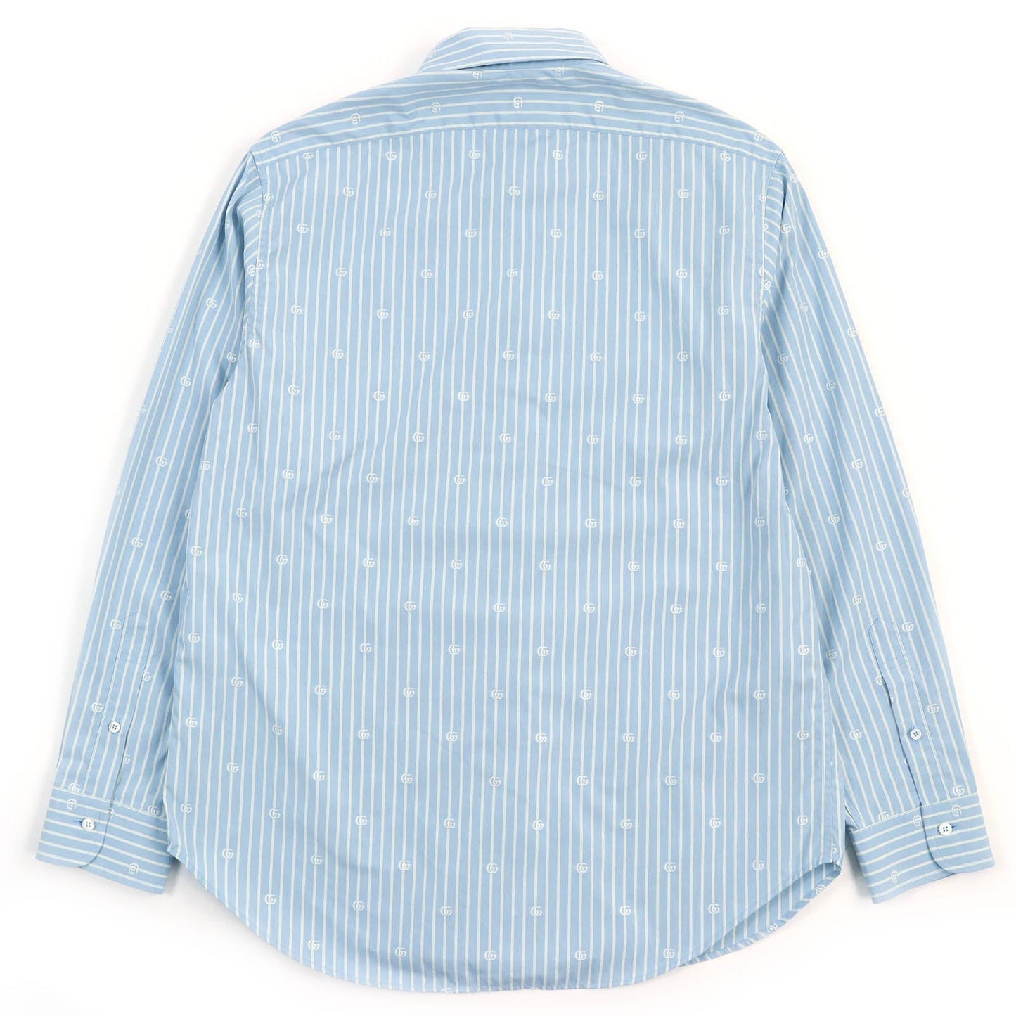 GUCCI Long sleeve shirt 625888 cotton Light blue white GG striped fil coupé cotton shirt