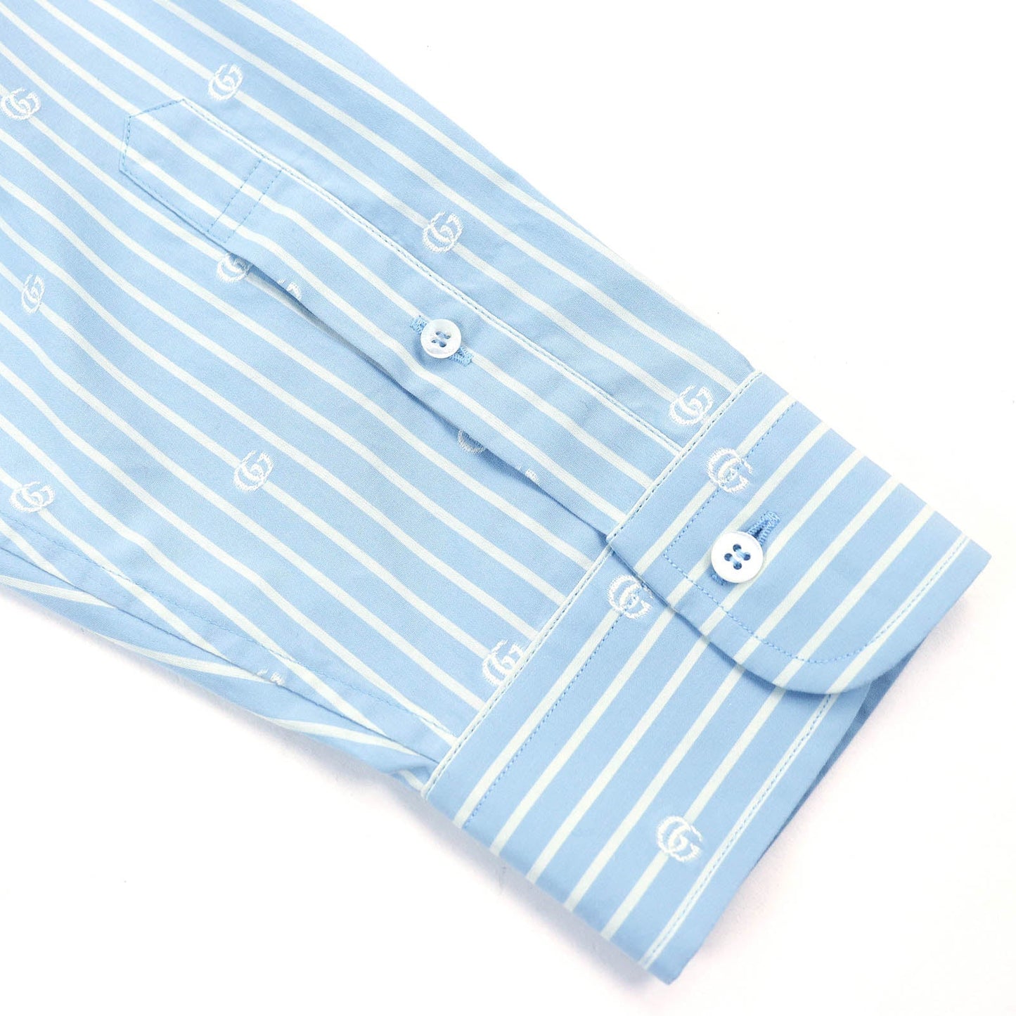 GUCCI Long sleeve shirt 625888 cotton Light blue white GG striped fil coupé cotton shirt