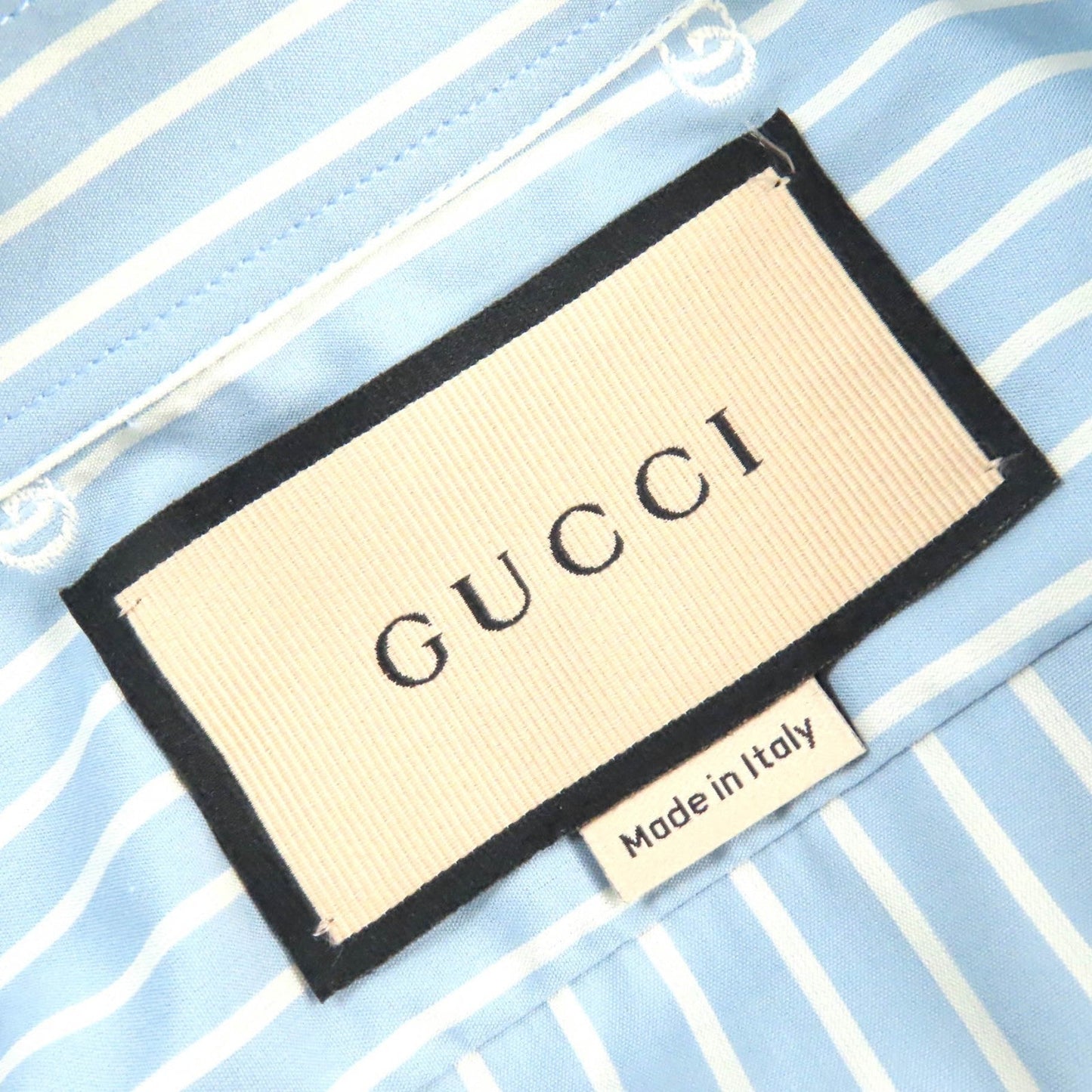 GUCCI Long sleeve shirt 625888 cotton Light blue white GG striped fil coupé cotton shirt