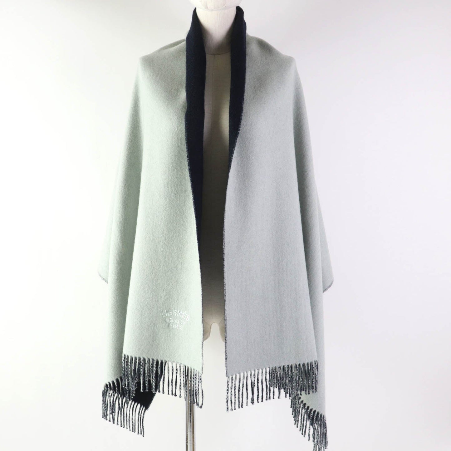 HERMES Stall cashmere Ice Blue Navy