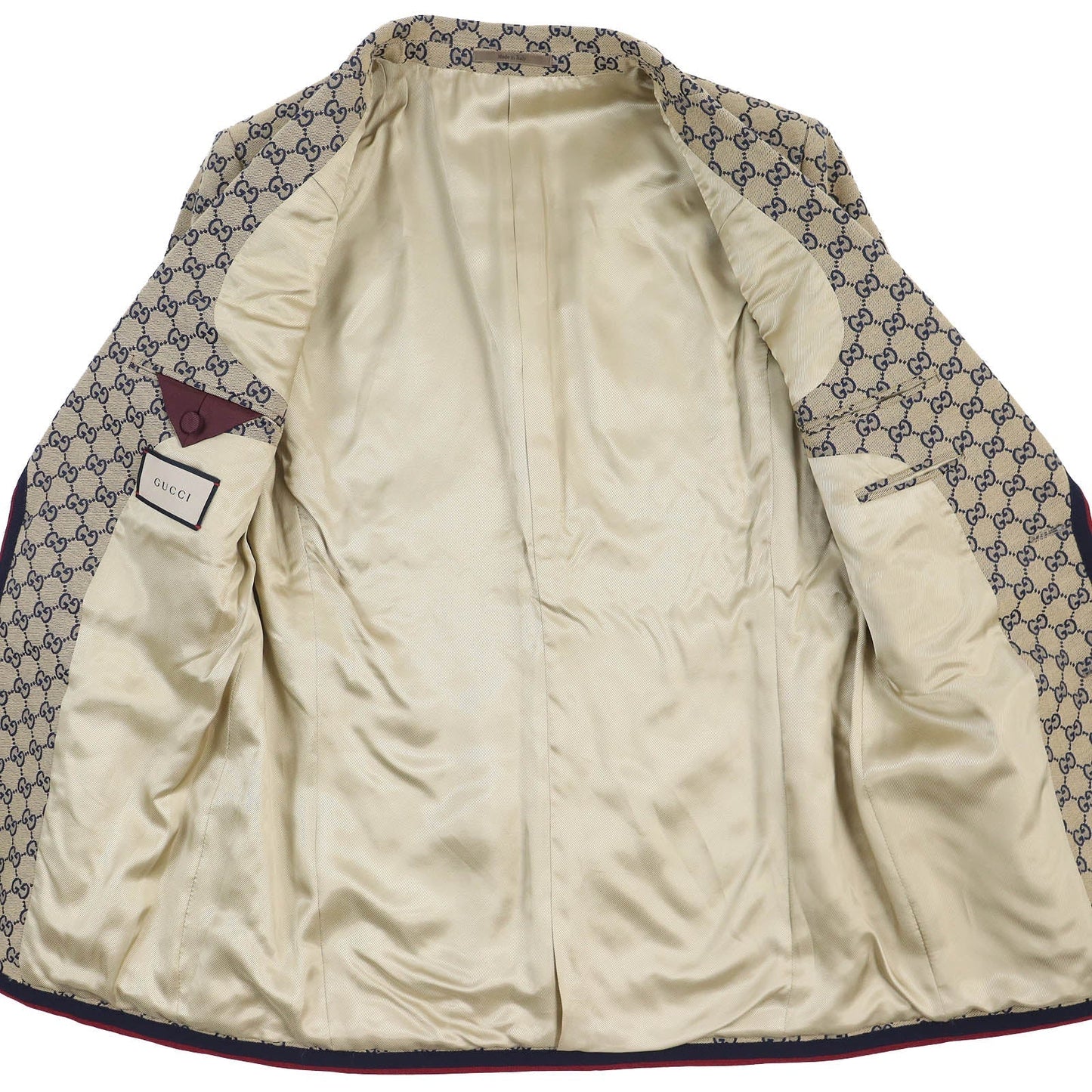 GUCCI 654922 Outer: 100% cotton, Outer: 100% polyester, Lining: 100% rayon, Outer: , Lining 2: 100% rayon Beige navy red mens 48 Used