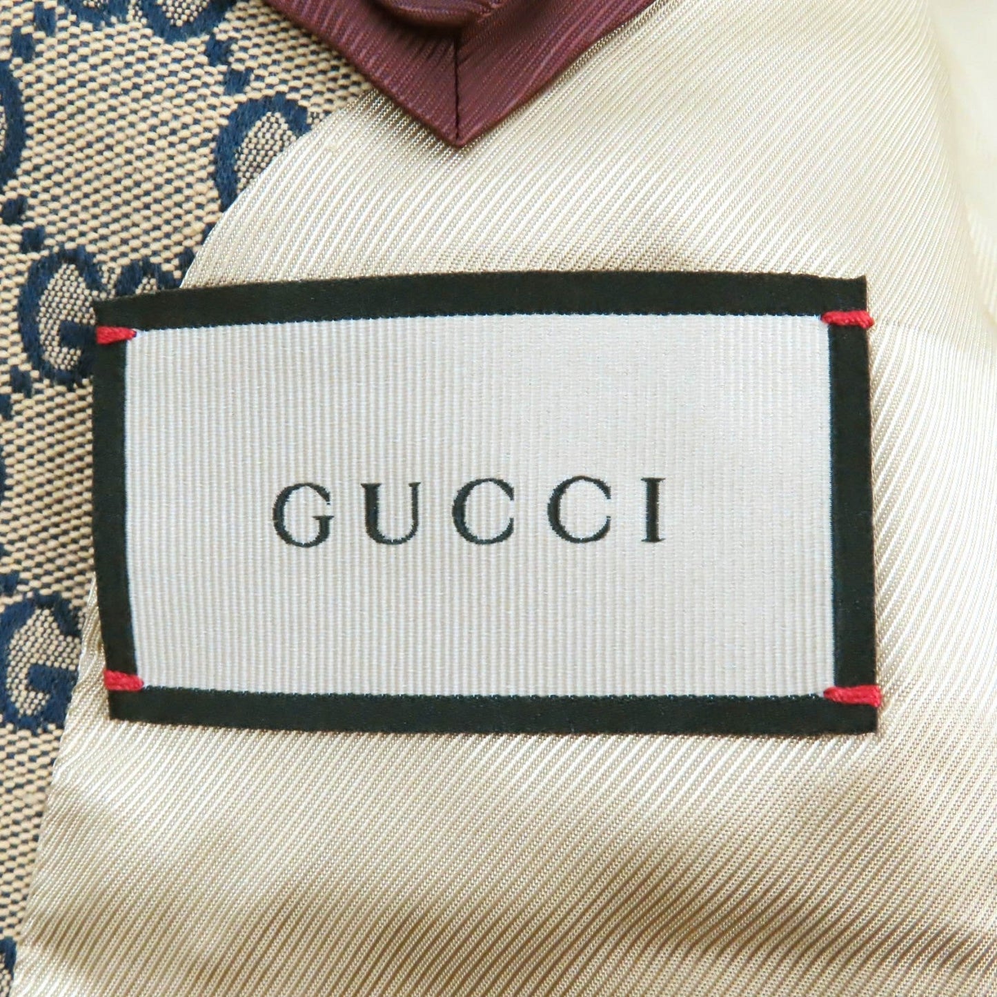 GUCCI 654922 Outer: 100% cotton, Outer: 100% polyester, Lining: 100% rayon, Outer: , Lining 2: 100% rayon Beige navy red mens 48 Used